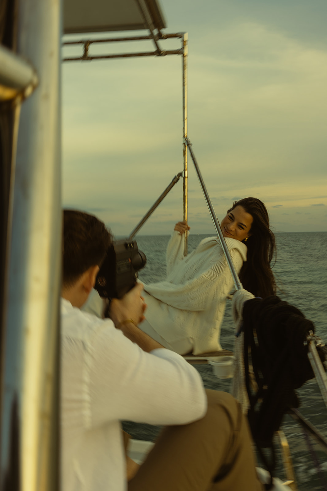 Sailboat Couples Session in Miami, NYC Harbor Influence Cinematography Motion Blur