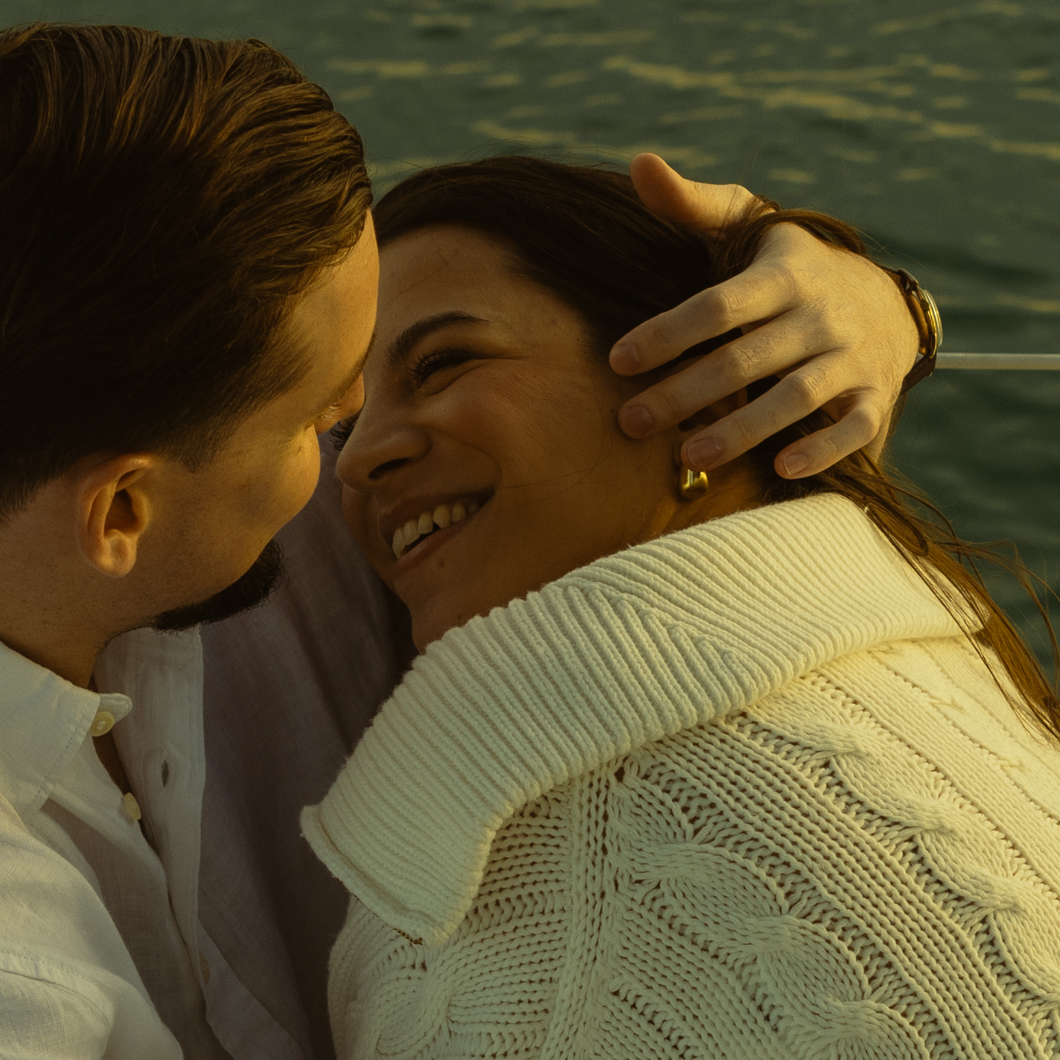 Sailboat Engagement Session in Miami, Couple Cuddled up, NYC Harbor Inspo