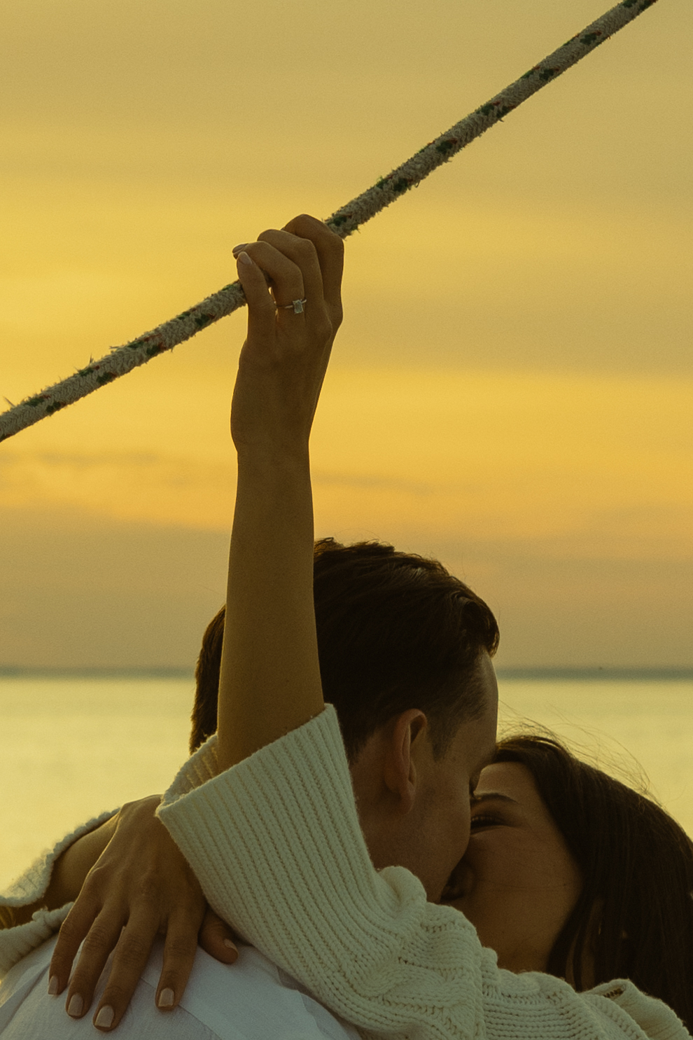 Sailboat Engagement Session in Miami, Holding Sailboat Lines