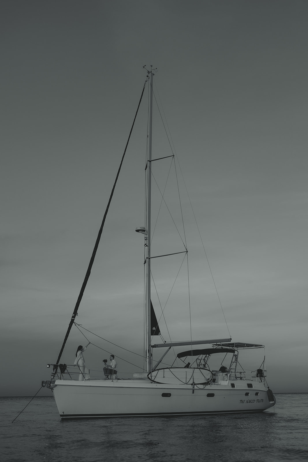 Sailboat Engagement Session in Miami, NYC Harbor B&W Playful Super 8 Couple