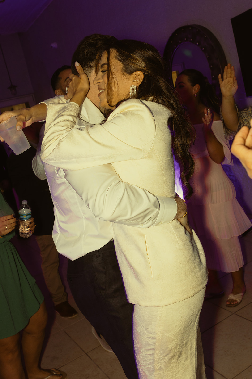 bride and groom dancing smiling during reception dreamy and elevated intimate backyard wedding by Aileen Ayala Photography 