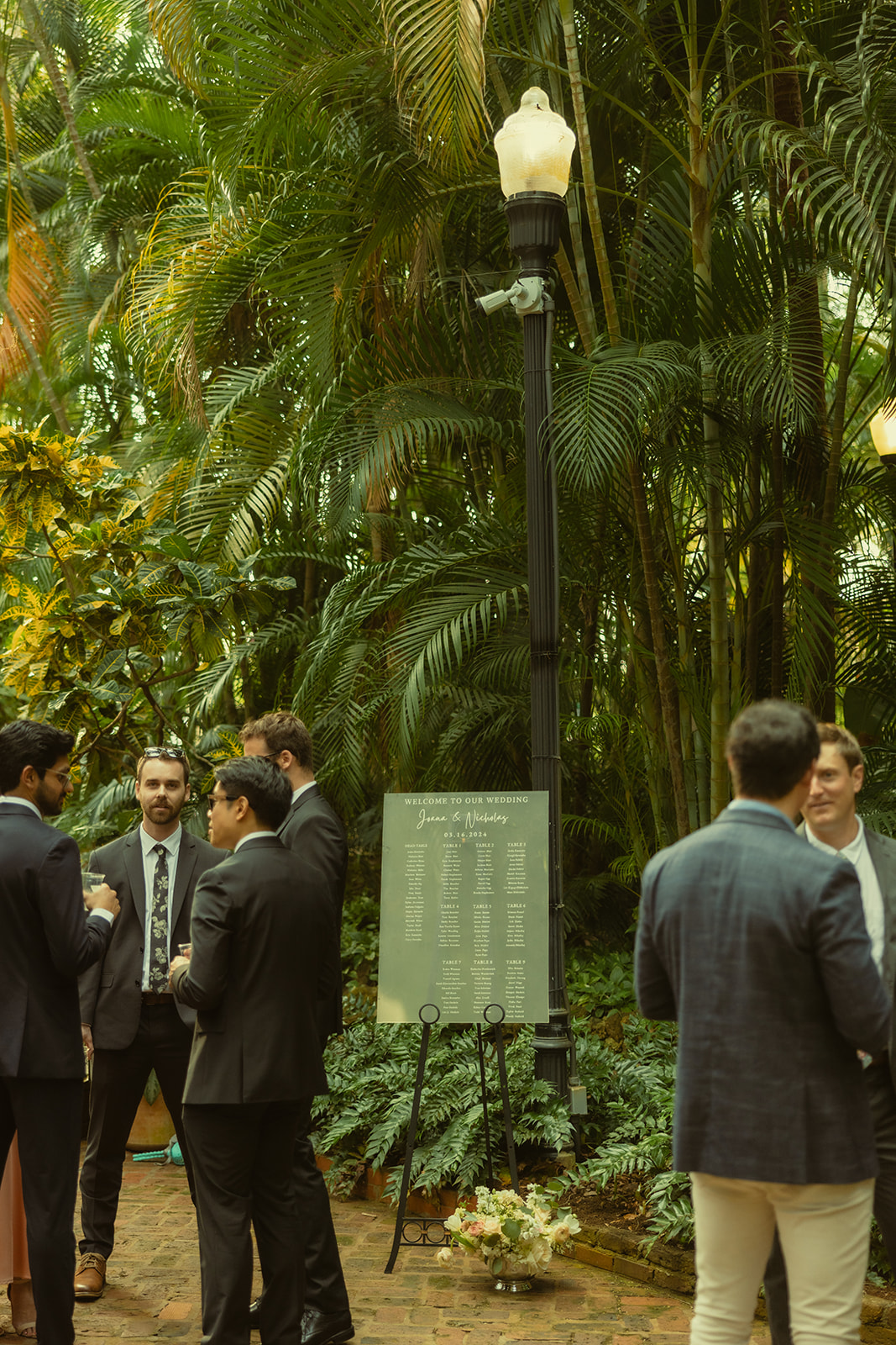 Sunken Garden Wedding Cocktail Hour Guest Documentary Wedding Photographer in St.Petersburg Sitting Chart