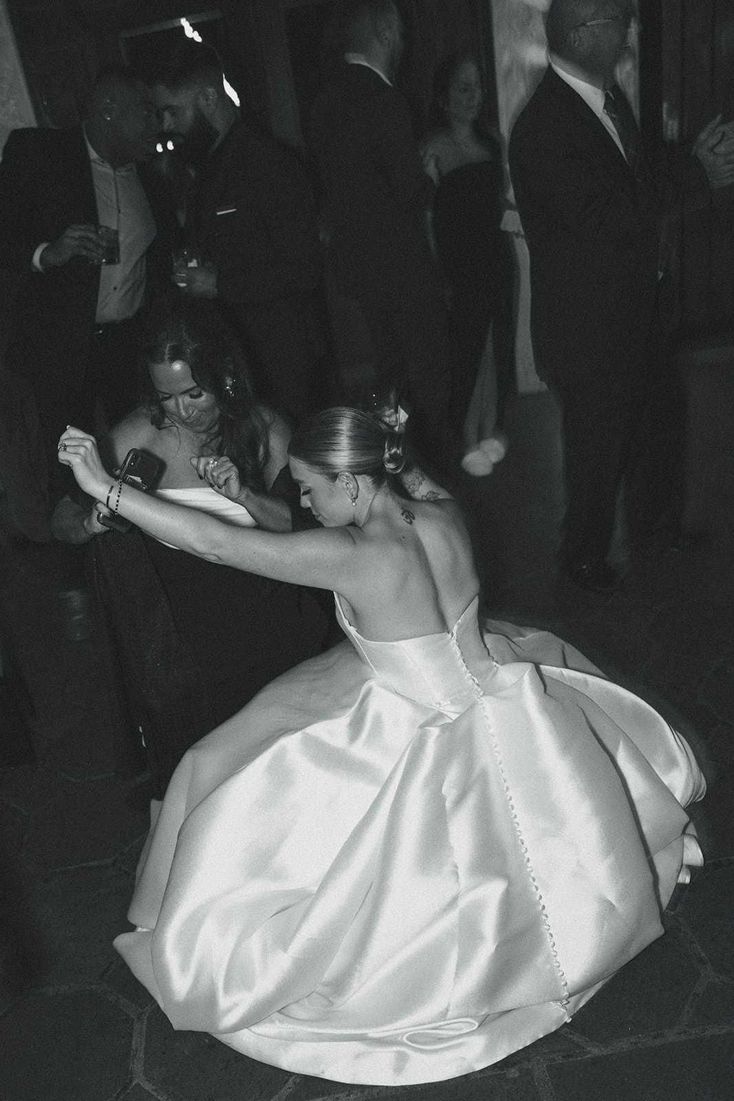 Bride Dancing Wedding Reception Villa Woodbine Tuscany-Inspired Venue in Miami Florida B&W