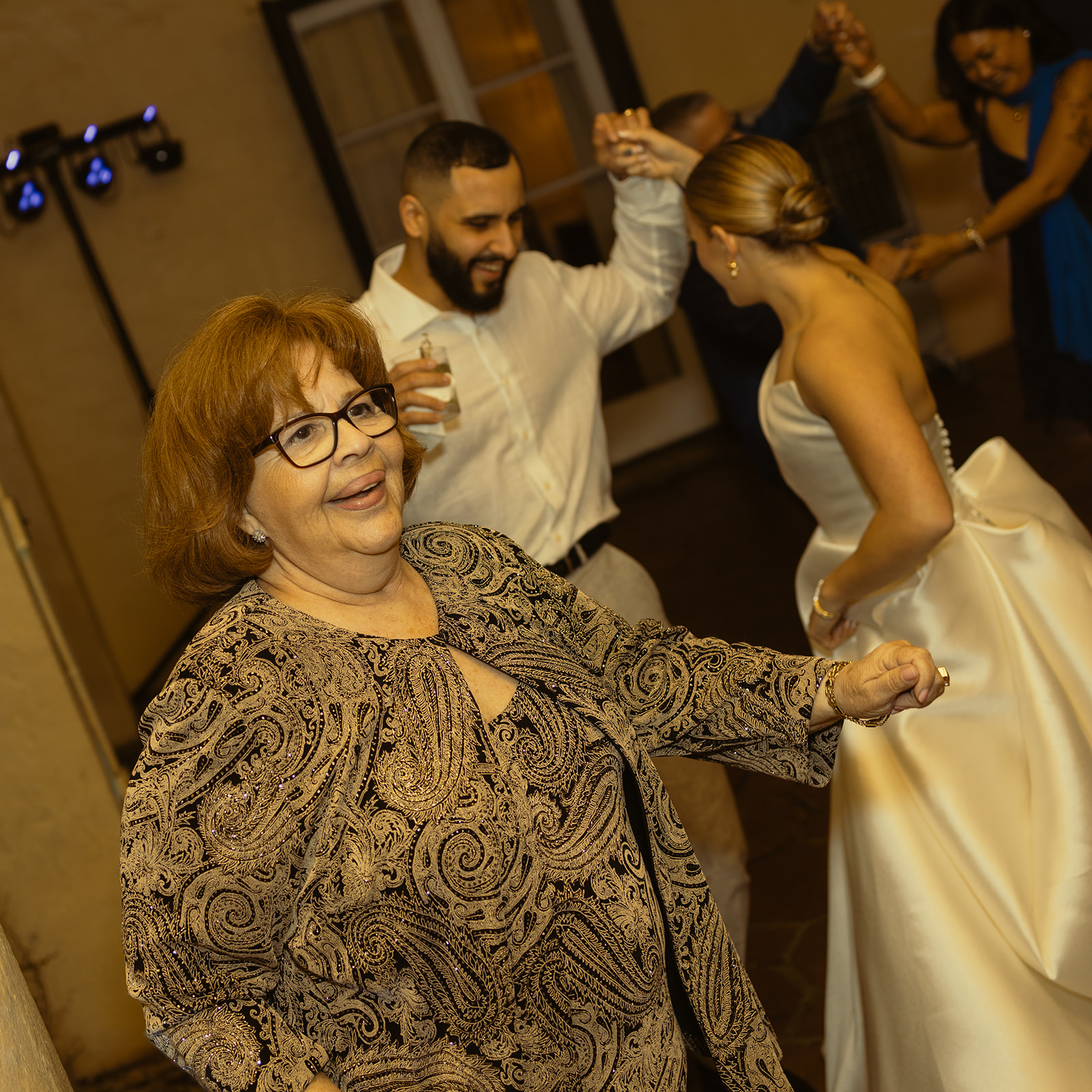 Bride & Groom & Guests Dancing Wedding Reception Villa Woodbine Tuscany-Inspired Venue in Miami Florida