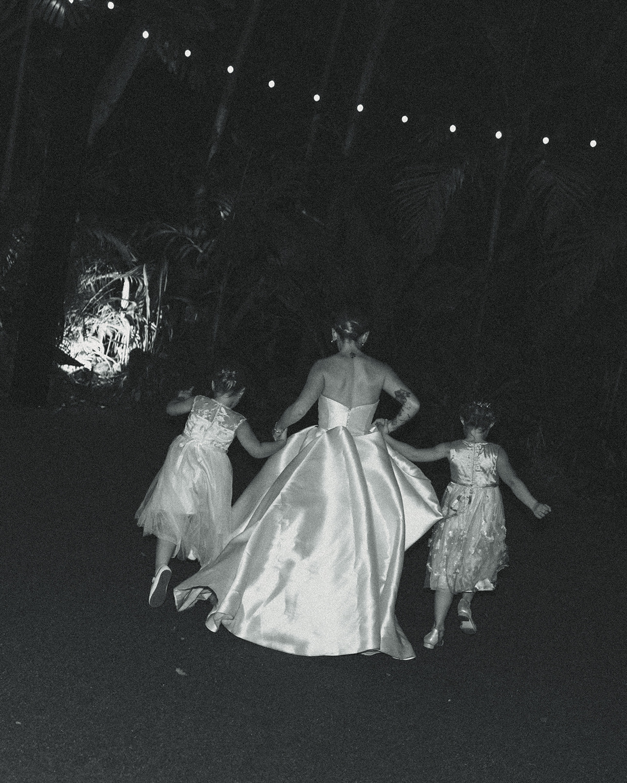 Bride running with little girls Wedding Reception Villa Woodbine Tuscany-Inspired Venue in Miami Florida