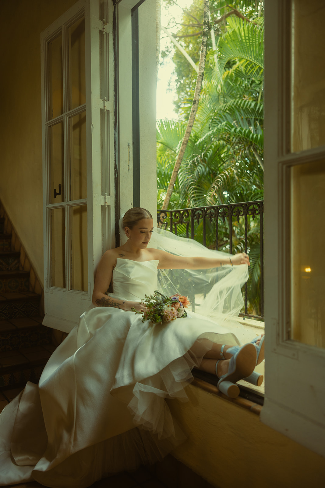 Allure Bride Wedding Sitting Bridal Portraits Villa Woodbine Tuscany-Inspired Venue