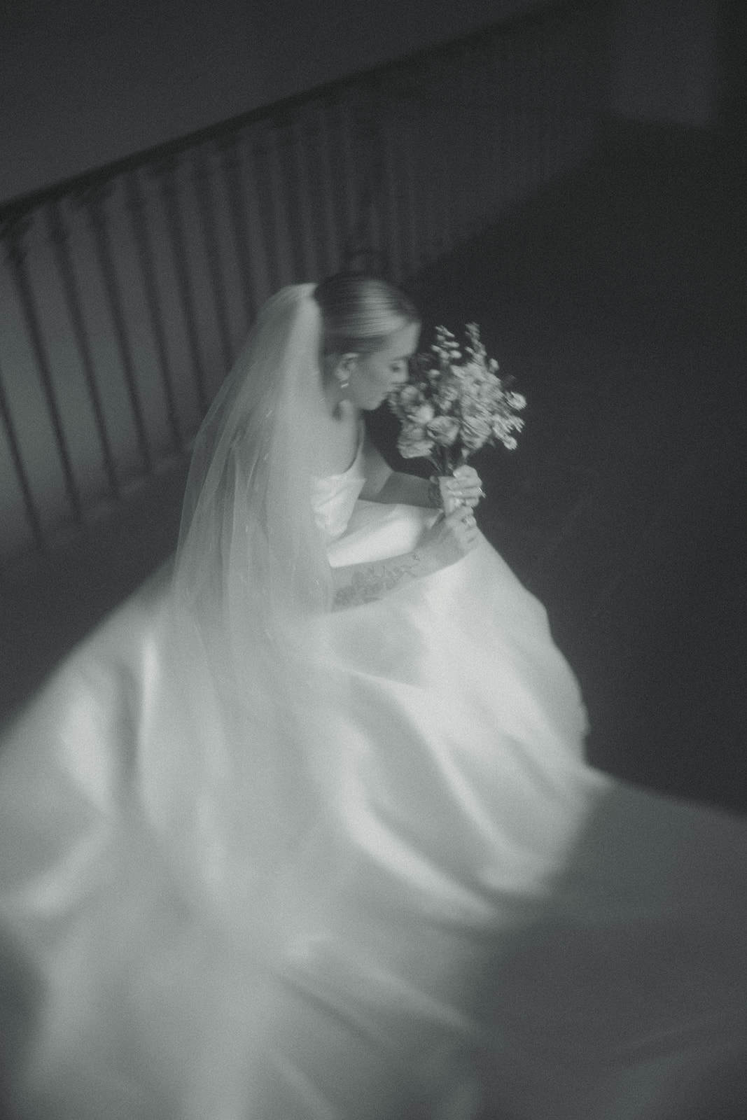 Allure Bride Wedding Dress Sweet Bridal Motion Blur Black and White Portraits Villa Woodbine Tuscany-Inspired Venue