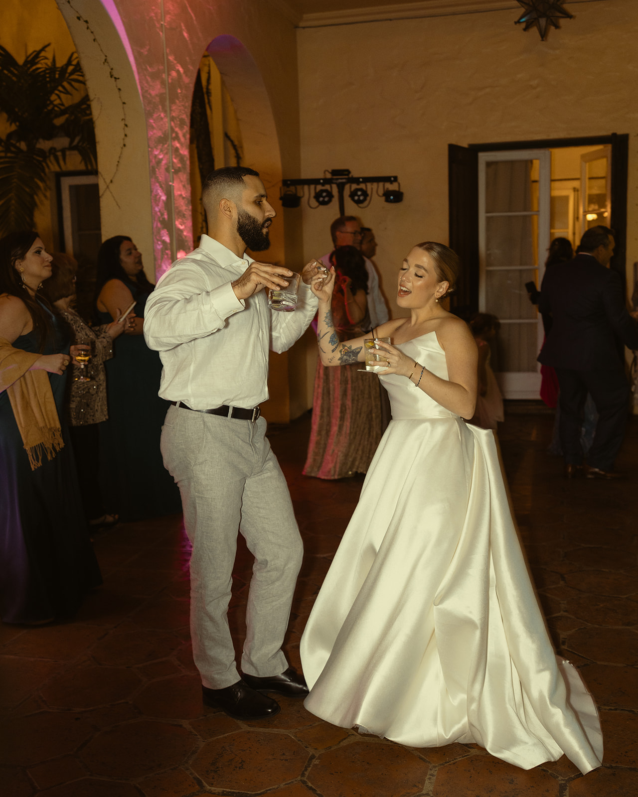 Bride & Groom Dancing Wedding Reception Villa Woodbine Tuscany-Inspired Venue in Miami Florida