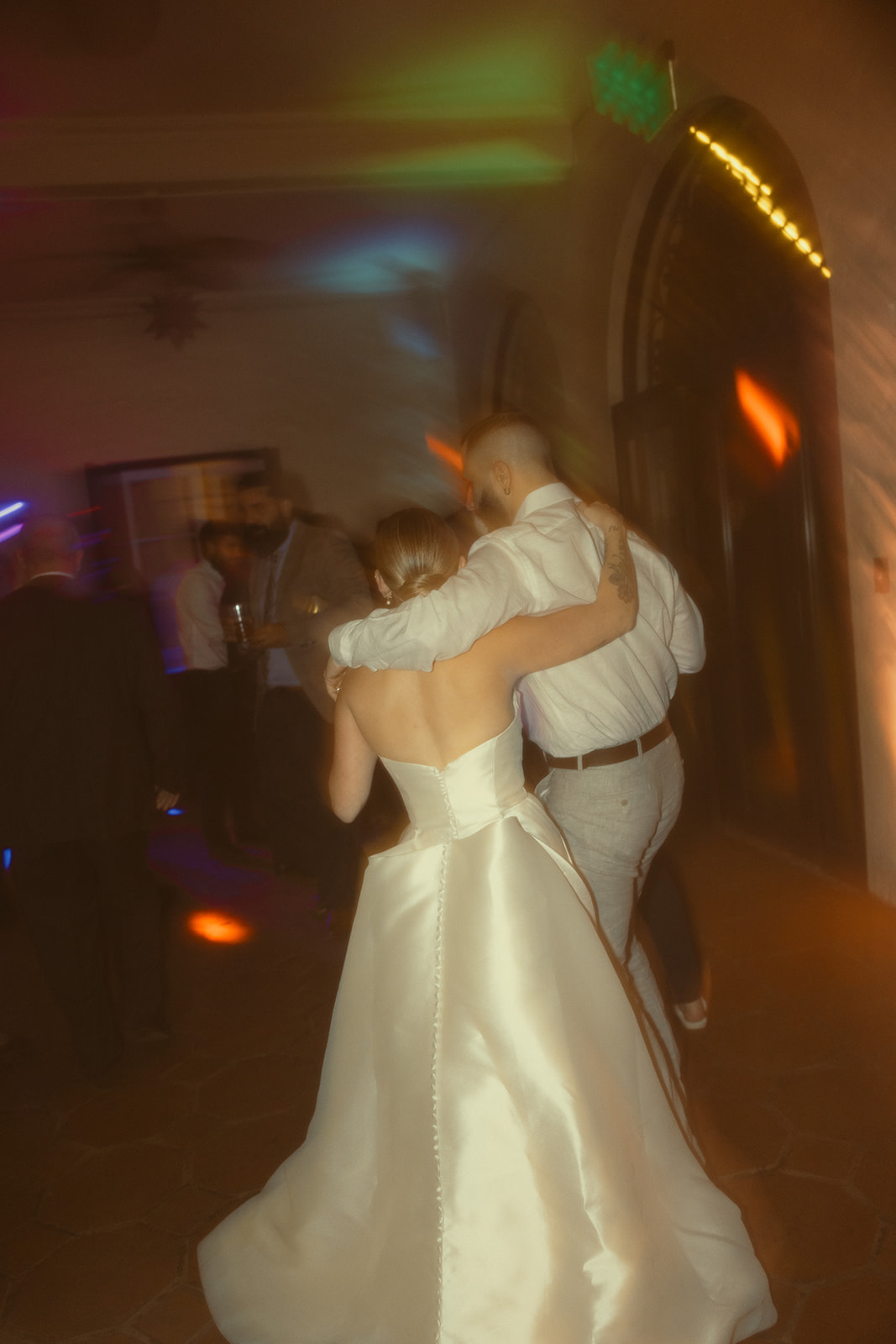 Bride & Groom Dancing Wedding Reception Villa Woodbine Tuscany-Inspired Venue in Miami Florida Motion Blur