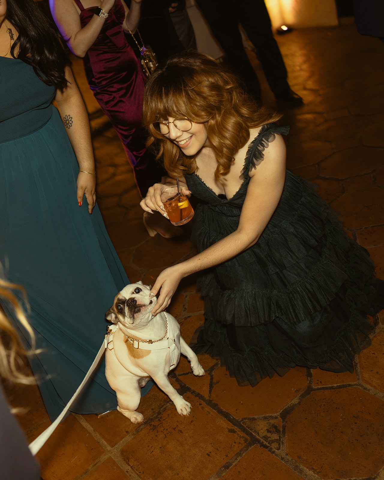 Guests & Doggy Candid Wedding Reception Villa Woodbine Tuscany-Inspired Venue in Miami Florida