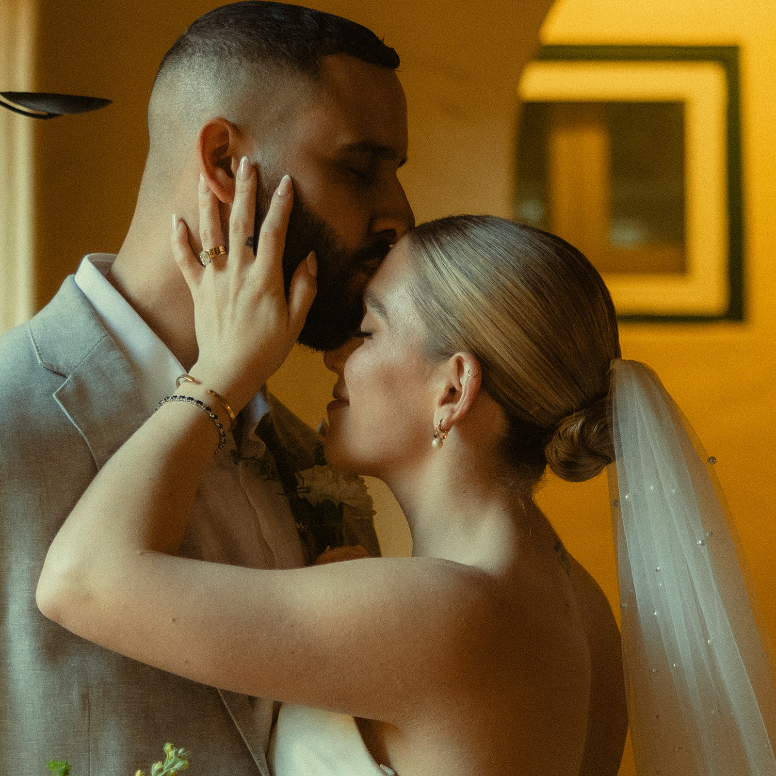 Newly Weds Couple Portraits Kissing Couple Villa Woodbine Tuscany-Inspired Venue in Miami Florida Close Up