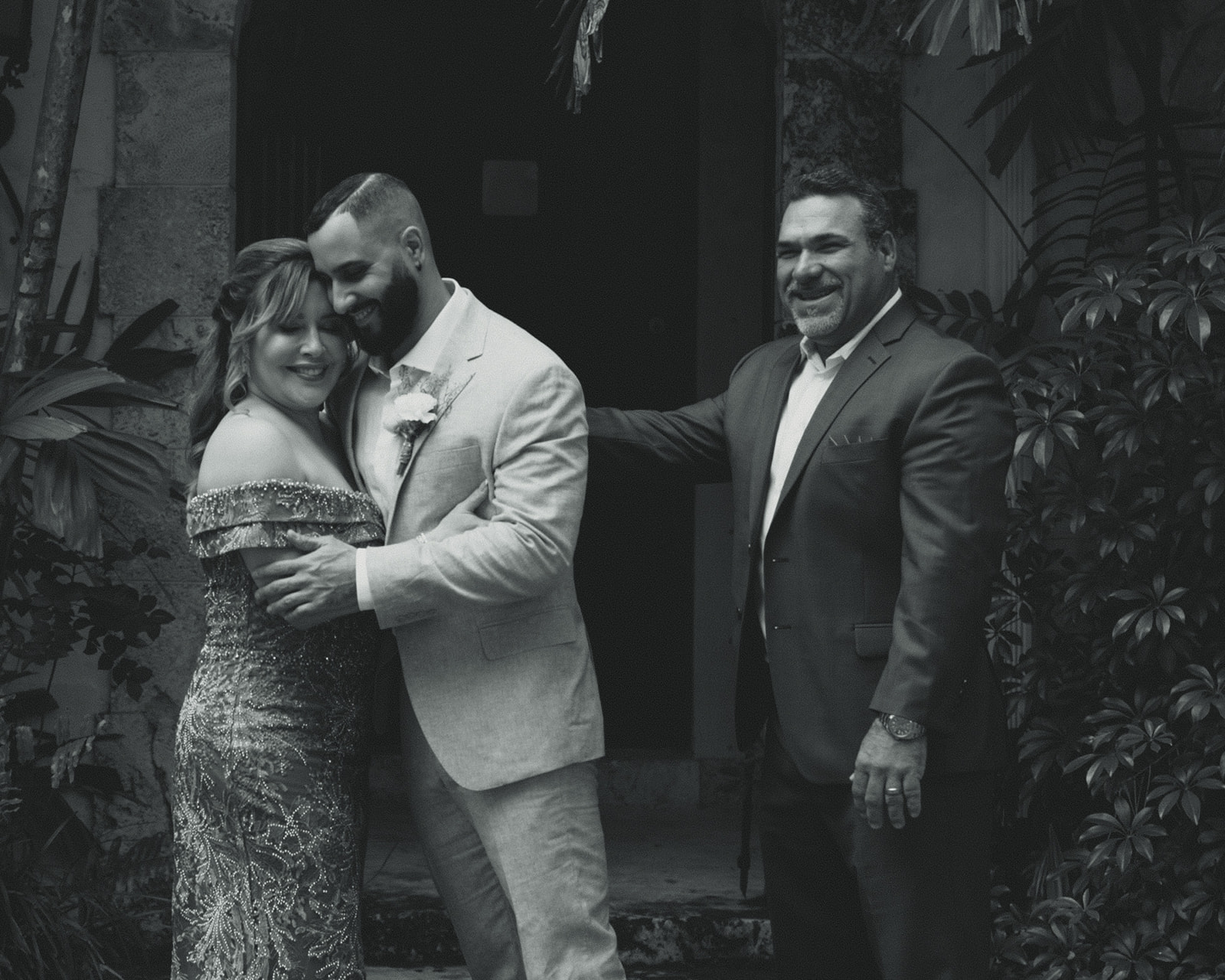 Groom Getting Ready with Mom & Dad Villa Woodbine Tuscany-Inspired Venue 