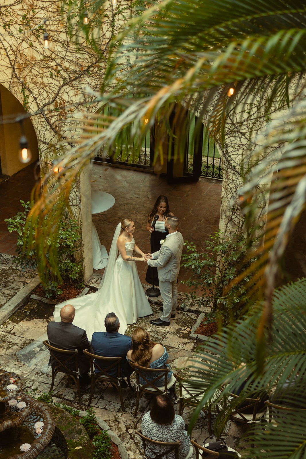 Documentary Wedding Ceremony Candid Villa Woodbine Tuscany-Inspired Venue in Miami Florida Italian Archways