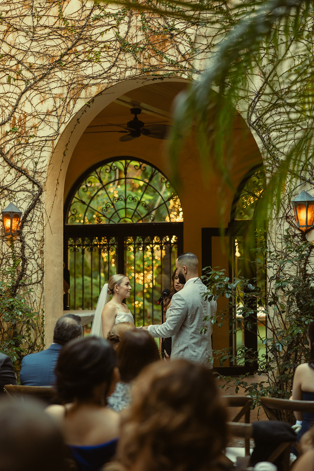 Documentary Wedding Ceremony Candid Villa Woodbine Tuscany-Inspired Venue in Miami Florida Italian Archways