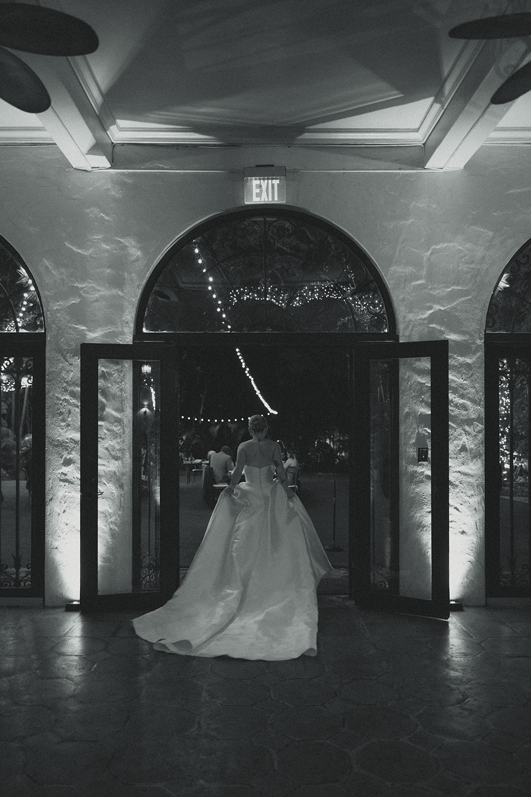 Candid Bride Villa Woodbine Tuscany-Inspired Venue in Miami Florida Black and White