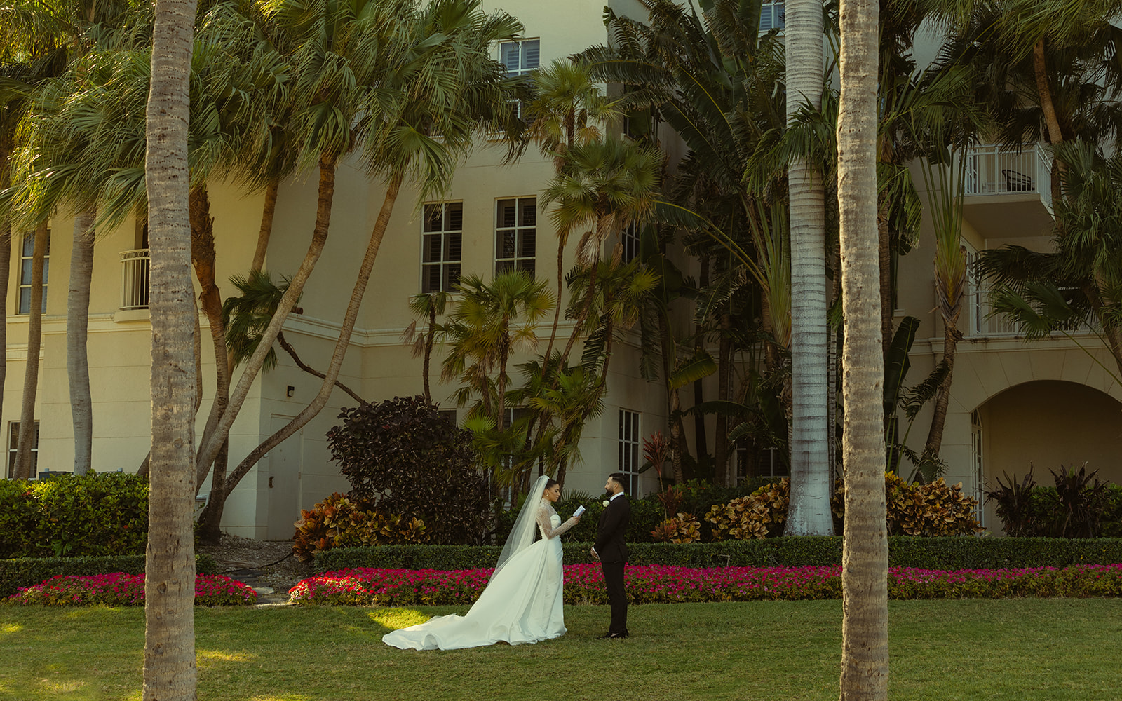 Bride & Groom during vow exchange at the JW Miami Turnberry Resort. Documentary Miami Wedding Photographer