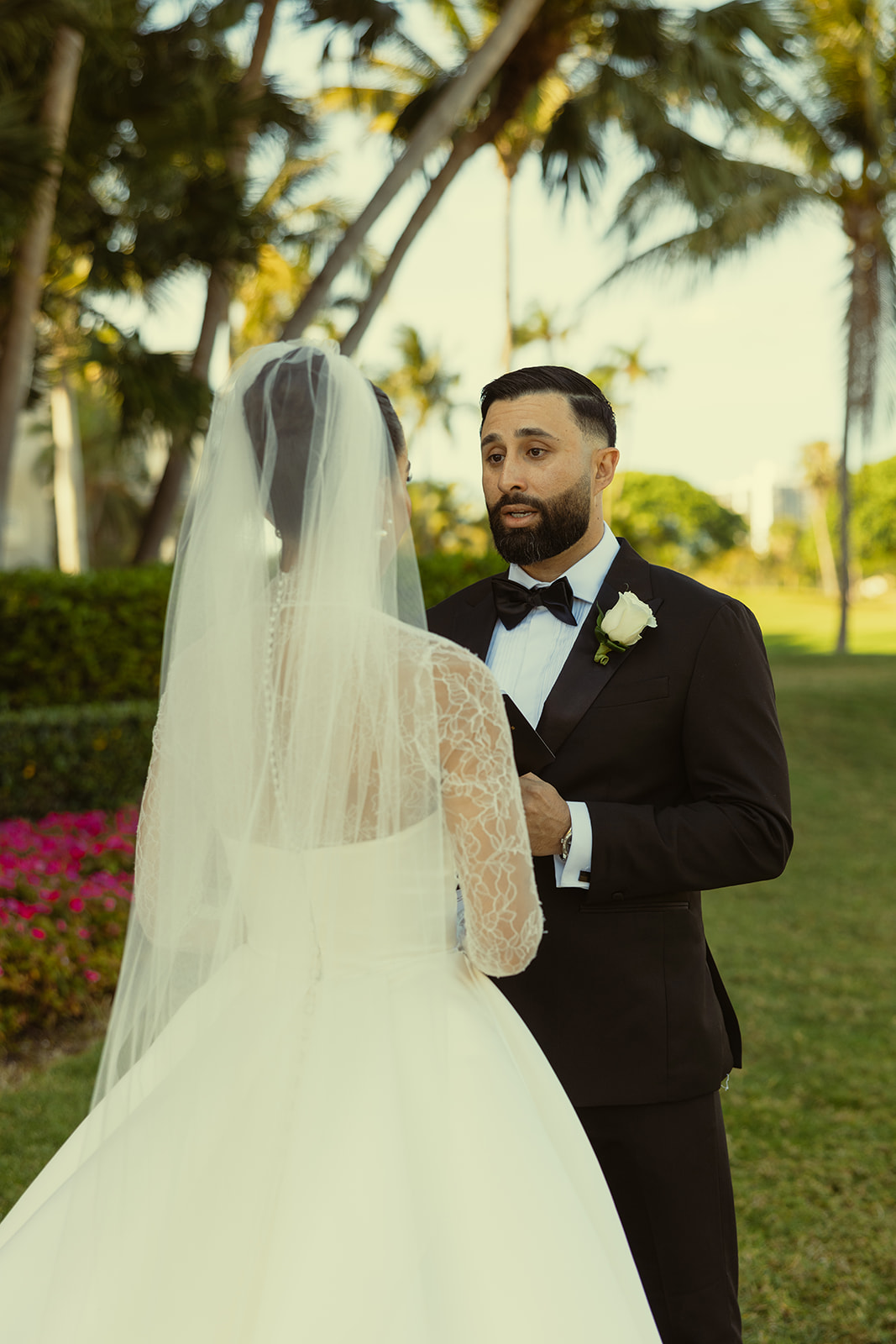 Groom Reading Private Vows to his Bride JW Miami Turnberry Resort Documentary Wedding Photographer