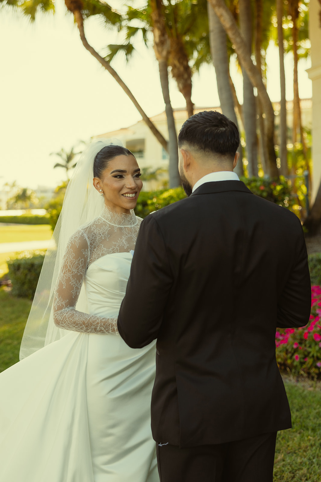 Smiling Bride During Private Vow Exchange JW Miami Turnberry Resort Documentary Wedding Photographer