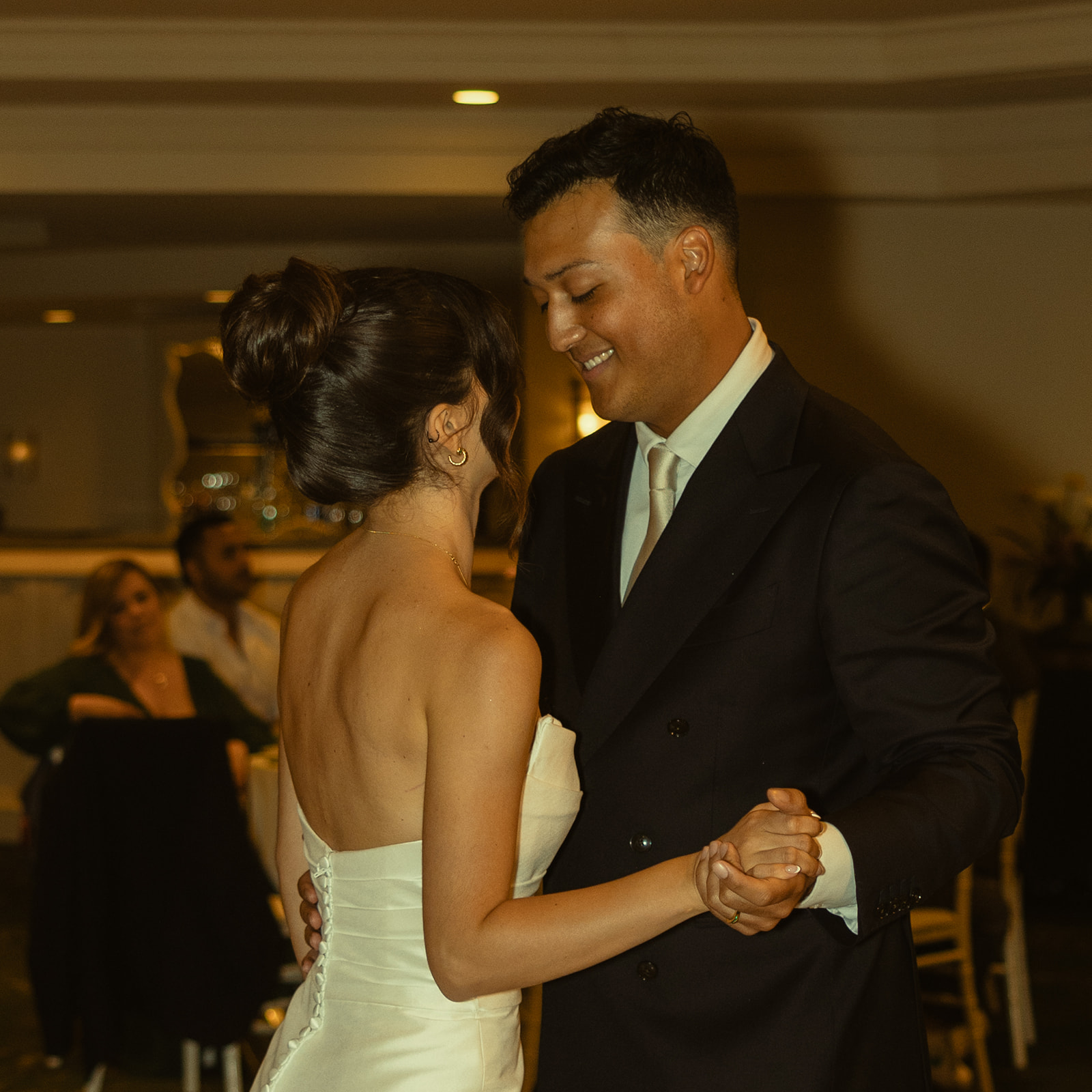 Bride and Groom First Dance Reception Timeless Wedding in Mayfair Hotel & Garden