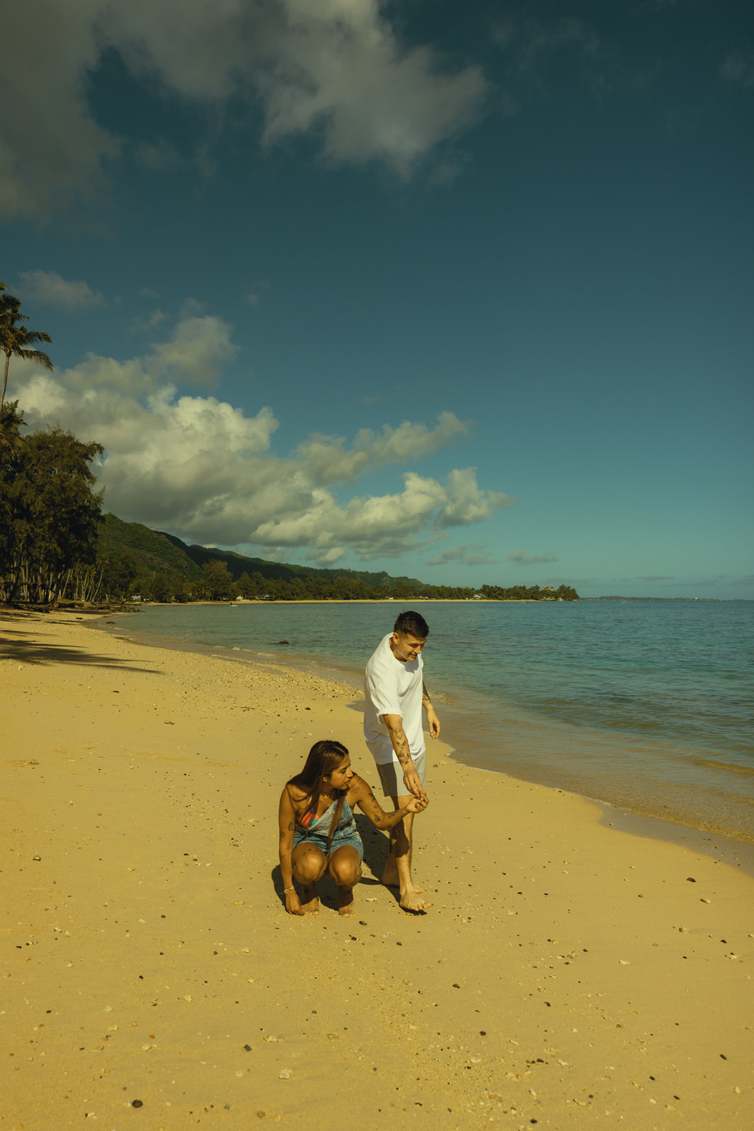 Backdrop Beach North Shore Oahu Hawaii Engagement Pictures Couple North Shore