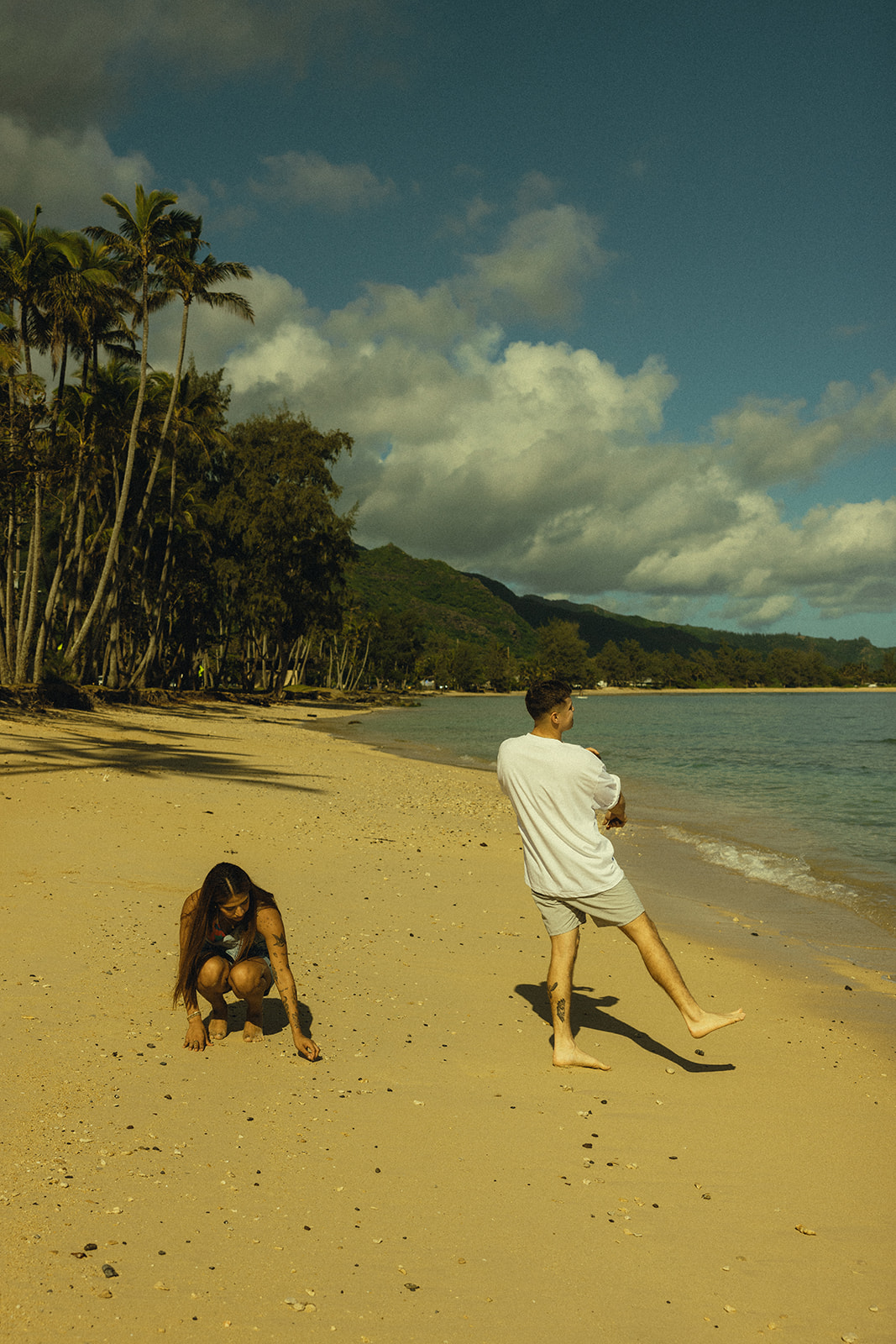 Backdrop Beach North Shore Oahu Hawaii Engagement Pictures Couple North Shore