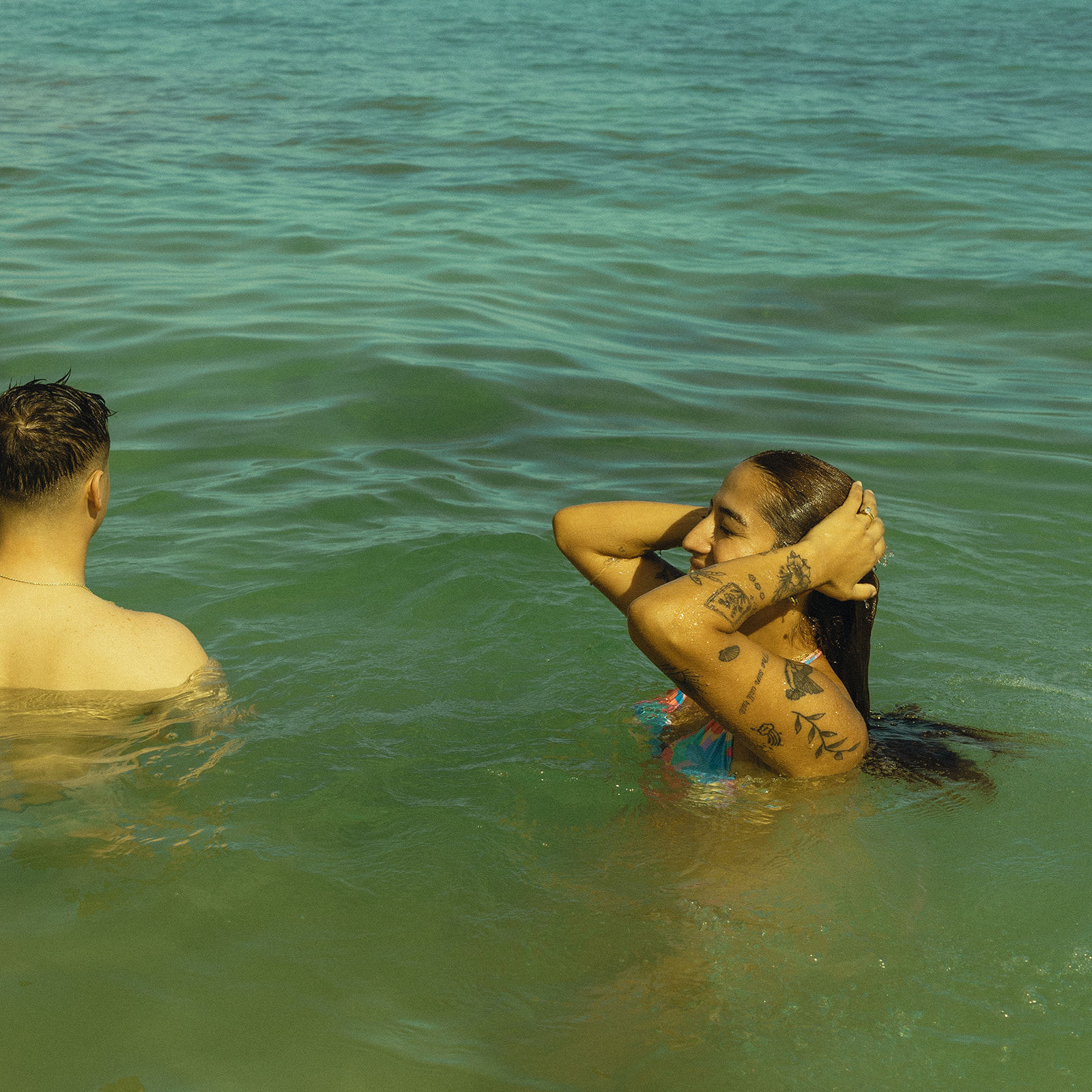 Backdrop Swimming in Beach North Shore Oahu Hawaii Adventure Couple Pictures