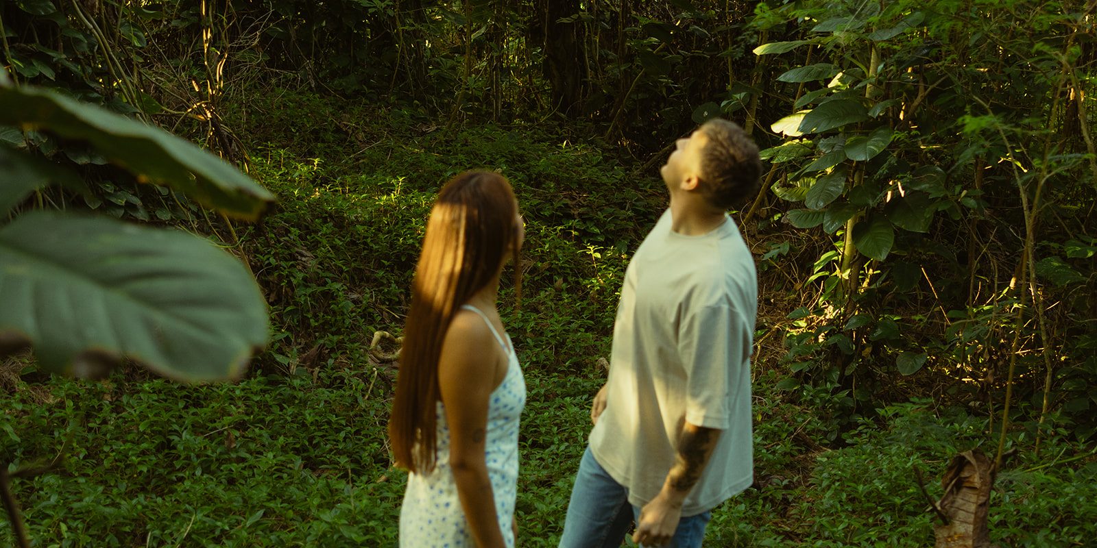 Lush Forest Oahu Hawaii Engagement Pictures Couple North Shore