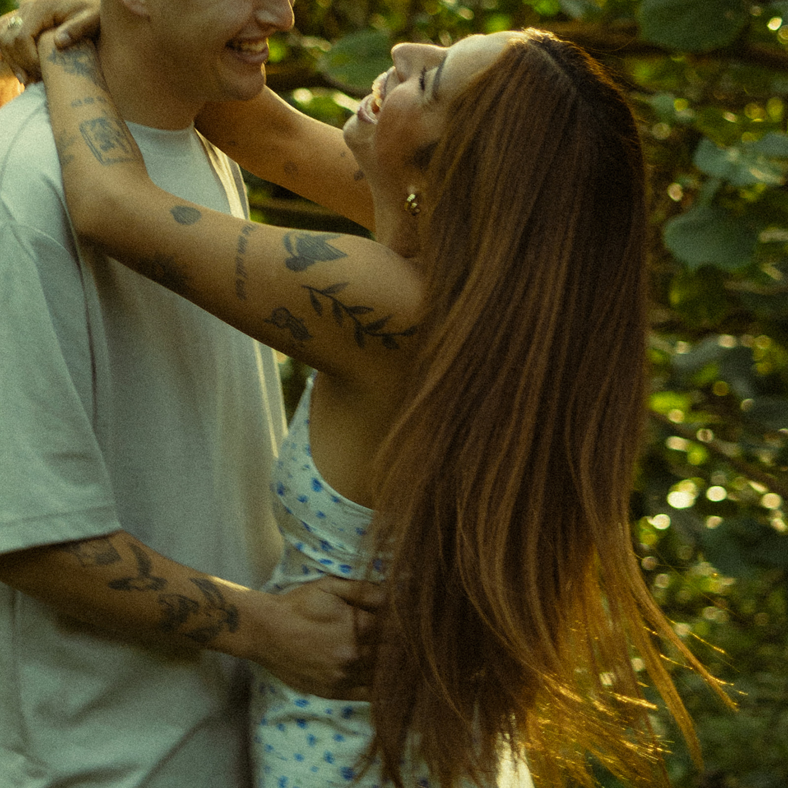 Lush Forest Oahu Hawaii Engagement Pictures Dancing Couple North Shore