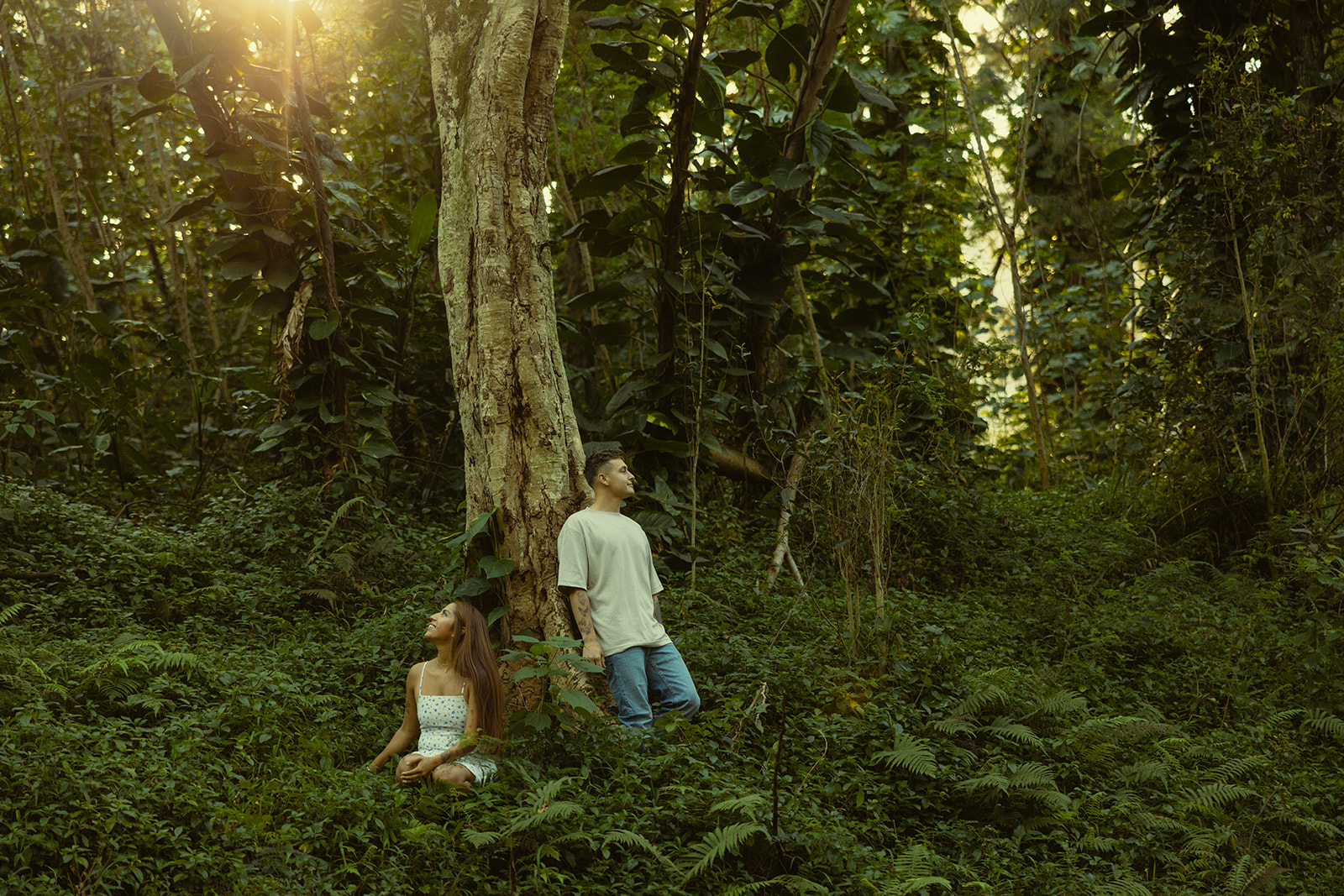 Lush Forest Oahu Hawaii Engagement Pictures Couple North Shore