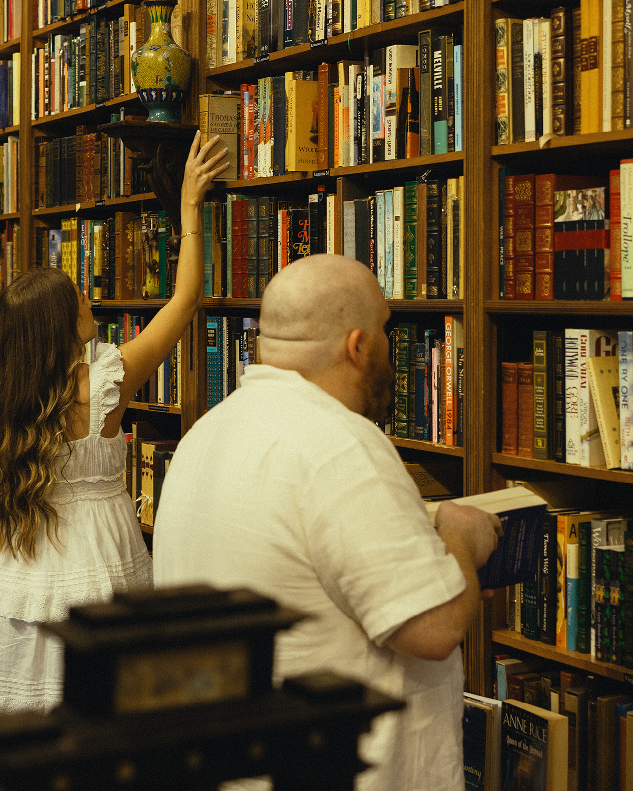 Movie Still Bookstore Documentary Engagement Session Miami Florida Wedding Photographer Candids