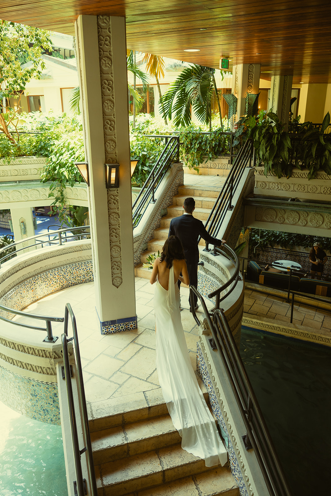 Bride and Groom Wedding First Look at Mayfair Hotel & Garden Coconut Grove