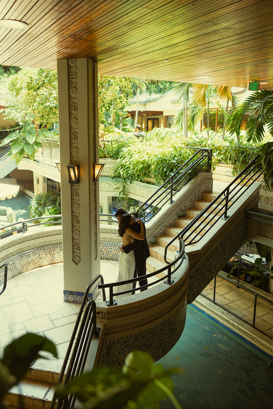 Bride and Groom Wedding First Look at Mayfair Hotel & Garden Coconut Grove