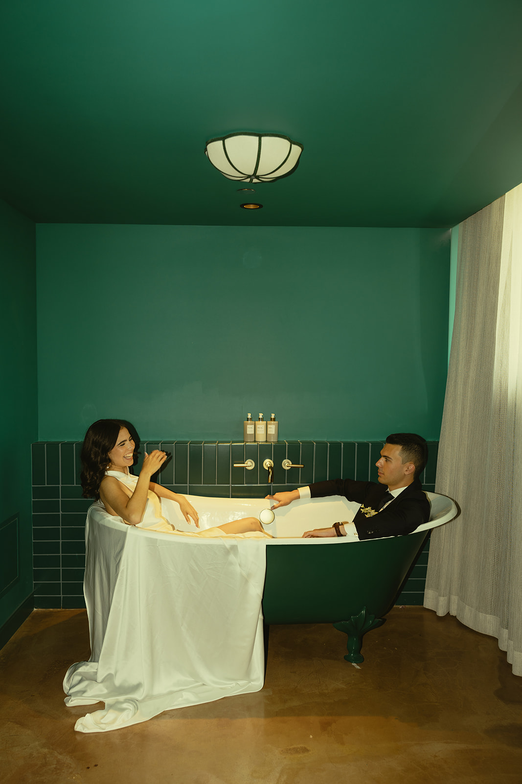 Vintage Bathtub Bride and Groom Wedding Portraits at Mayfair Hotel & Garden Coconut Grove