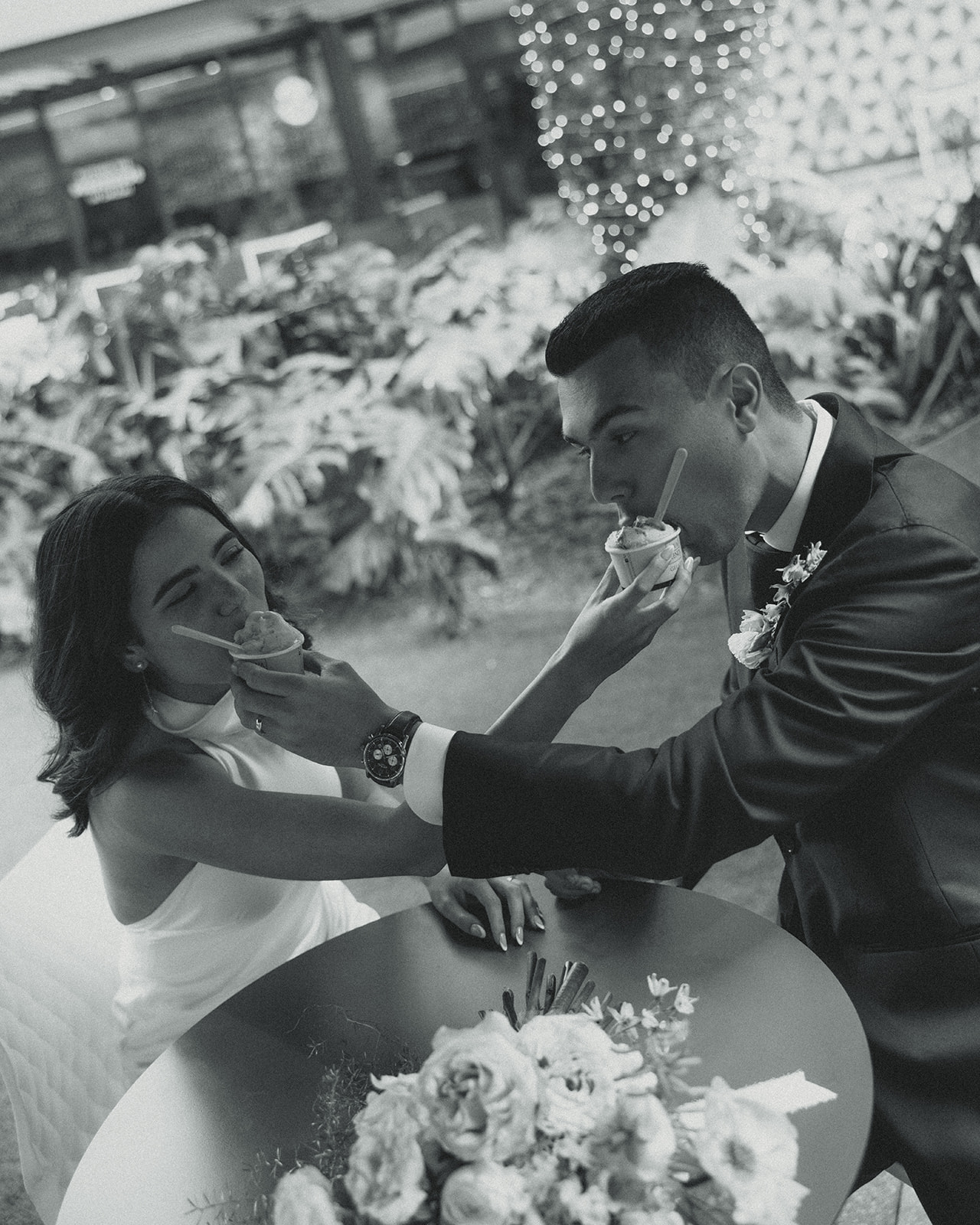 Documentary Ice Cream Bride and Groom Portraits Brickell Downtown Wedding Photographer