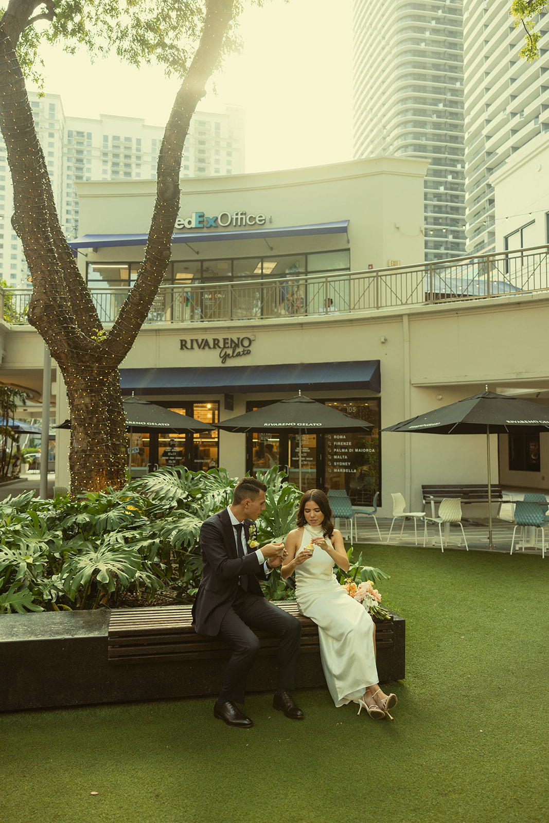 Documentary Ice Cream Bride and Groom Portraits Brickell Downtown Wedding Photographer