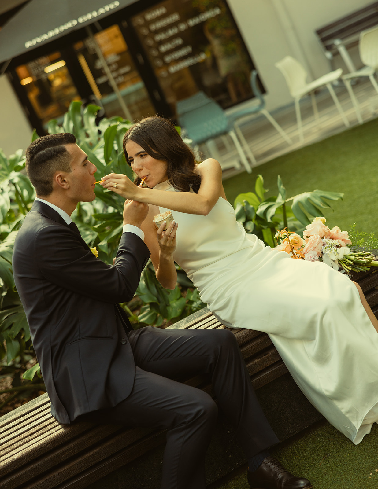 Documentary Ice Cream Bride and Groom Portraits Brickell Downtown Wedding Photographer