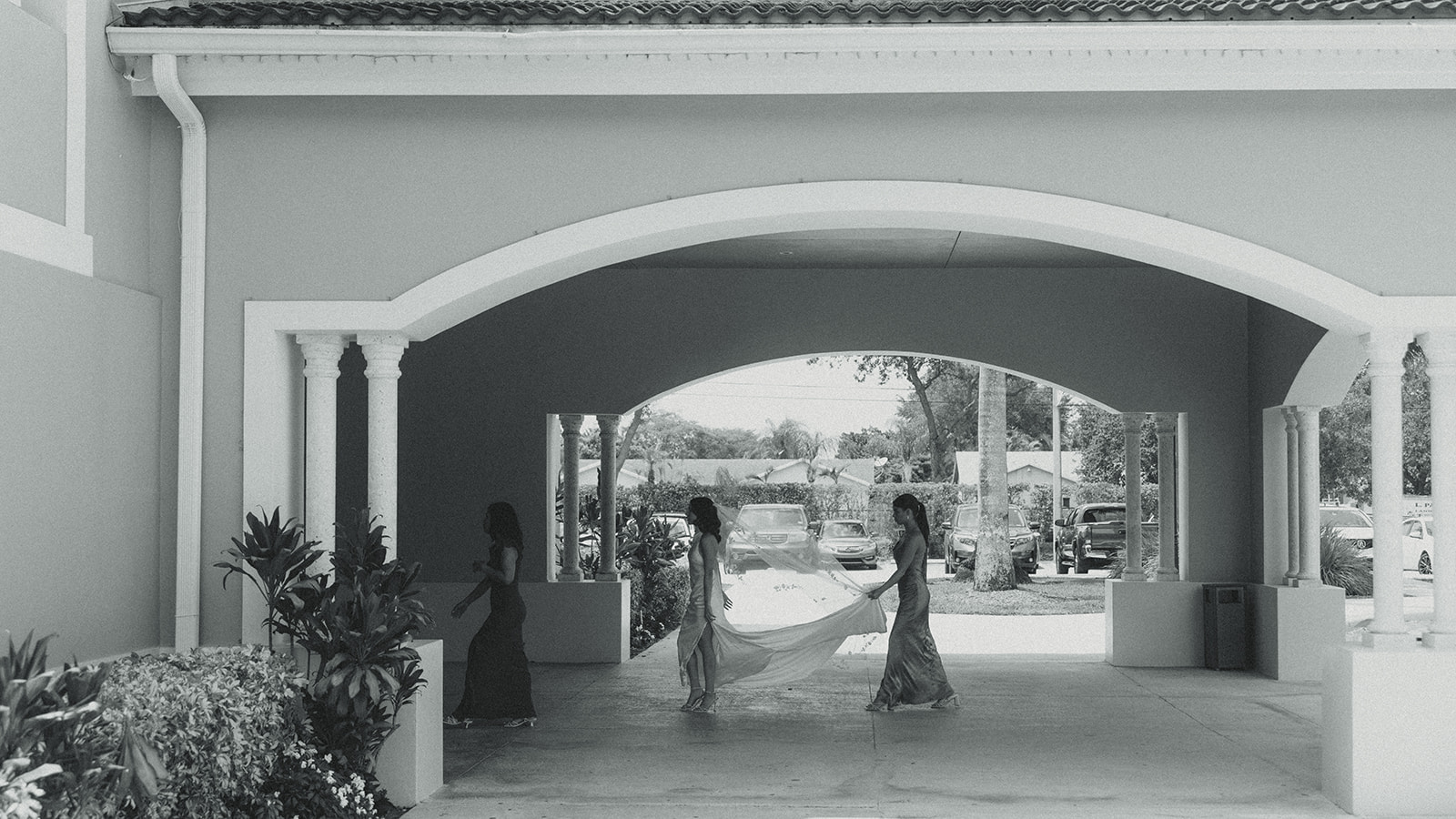 Documentary Wedding Bride Walking into Church Miami Wedding Photographer