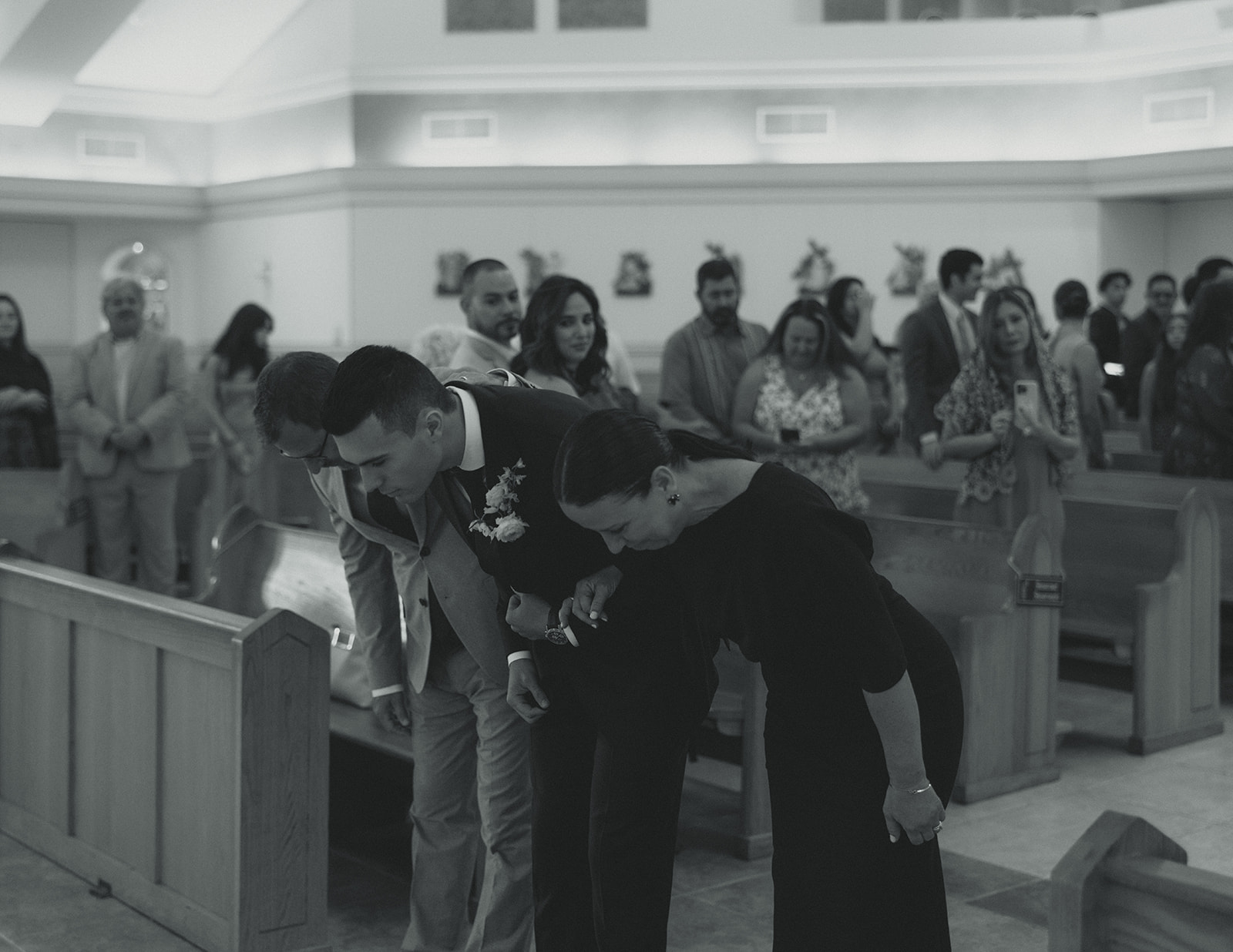 Documentary Wedding Church Ceremony Miami Wedding Photographer B&W