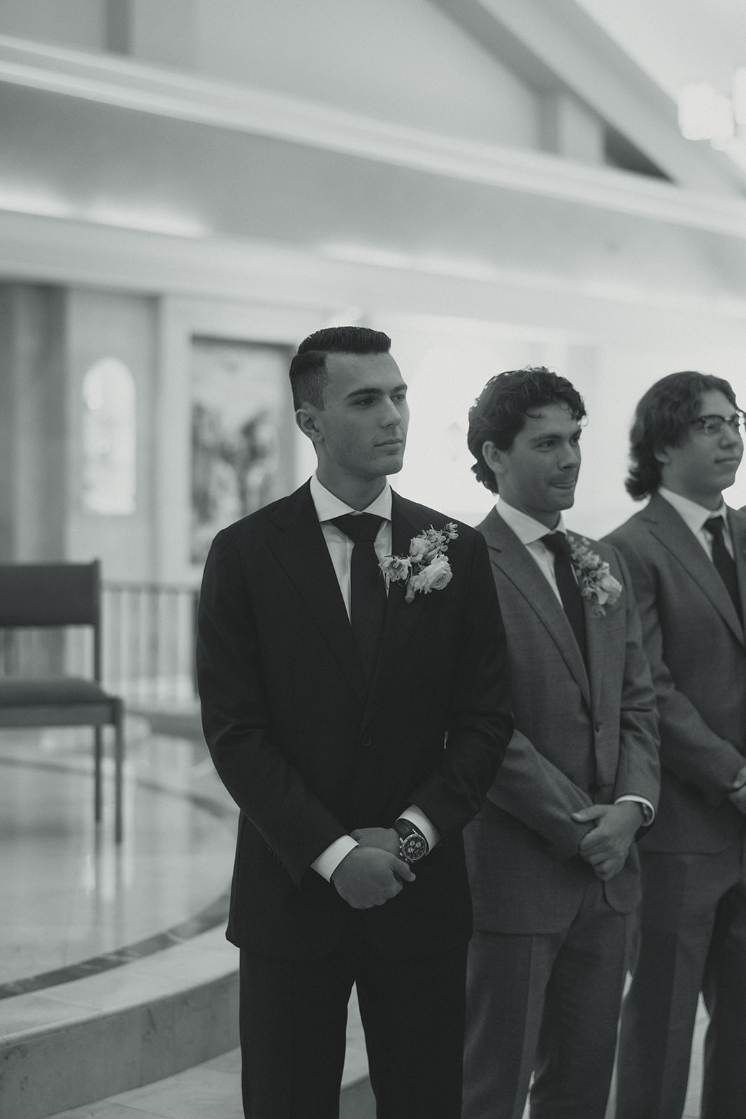 Documentary Wedding Church Ceremony Miami Wedding Photographer Black and White