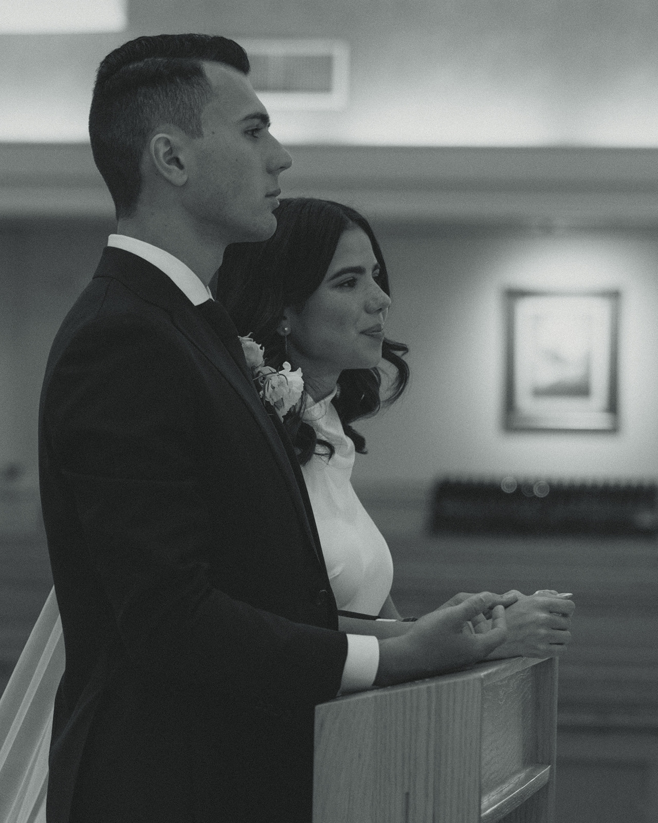 Documentary Wedding Church Ceremony Miami Wedding Photographer Black and White