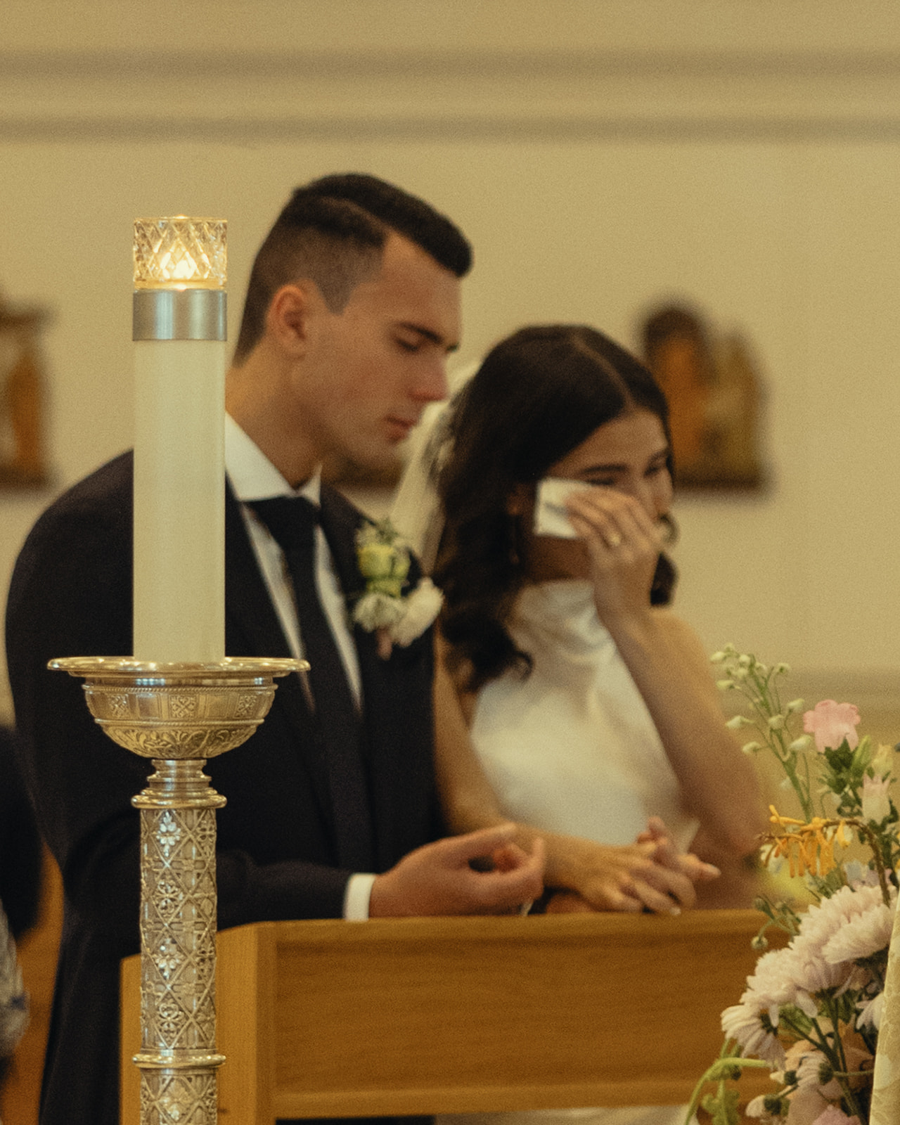 Documentary Wedding Catholic Church Ceremony Miami Wedding Photographer Crying bride and groom