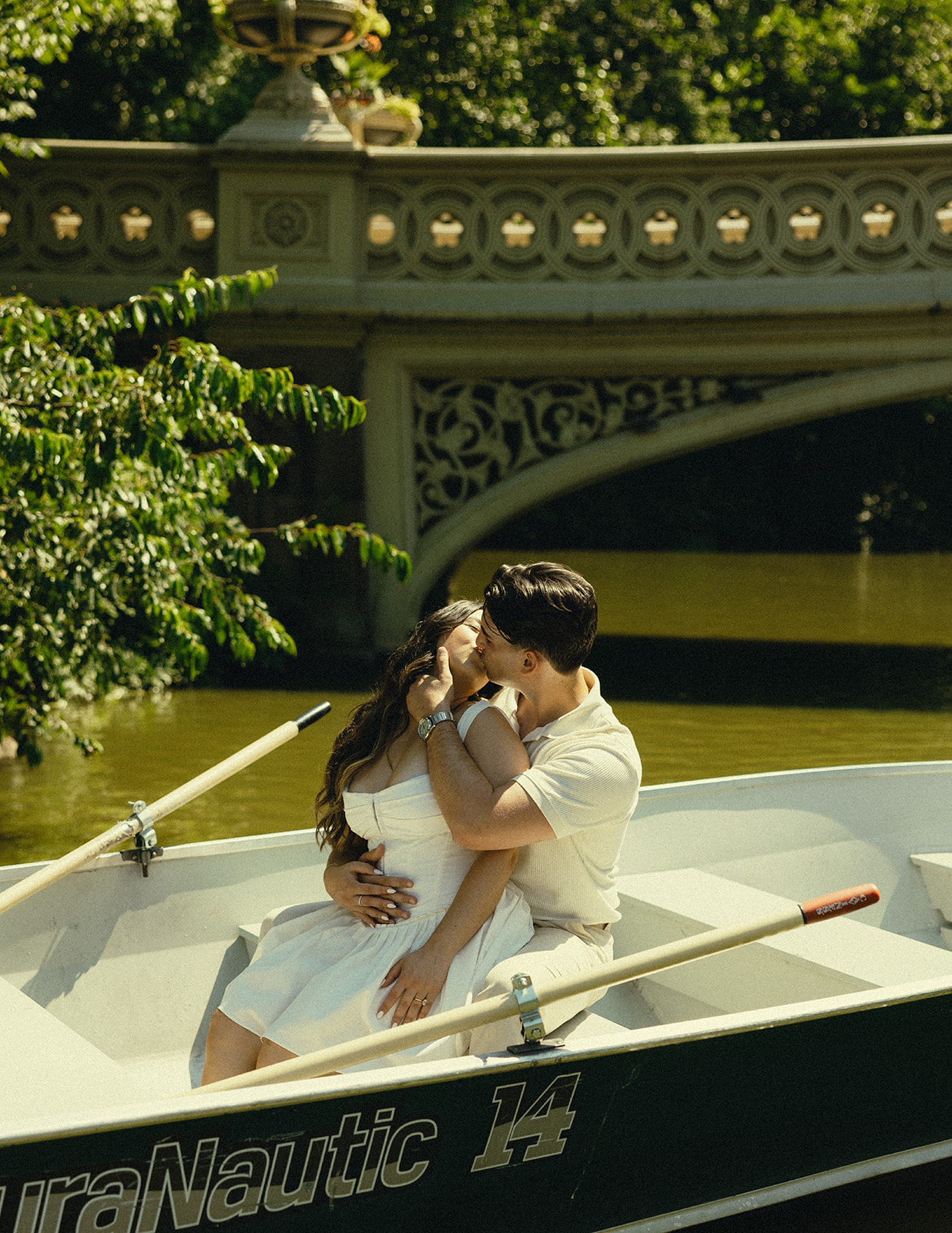 New York City Central Park Central Park Canoe Couples Session Kissing Couple