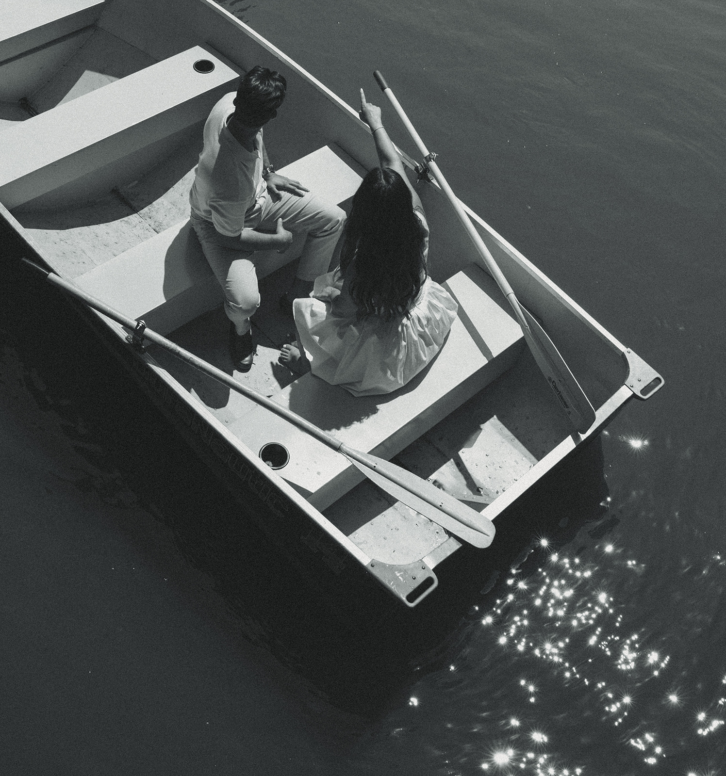 NYC NY Central Park Central Park Canoe Couples Session Black and White