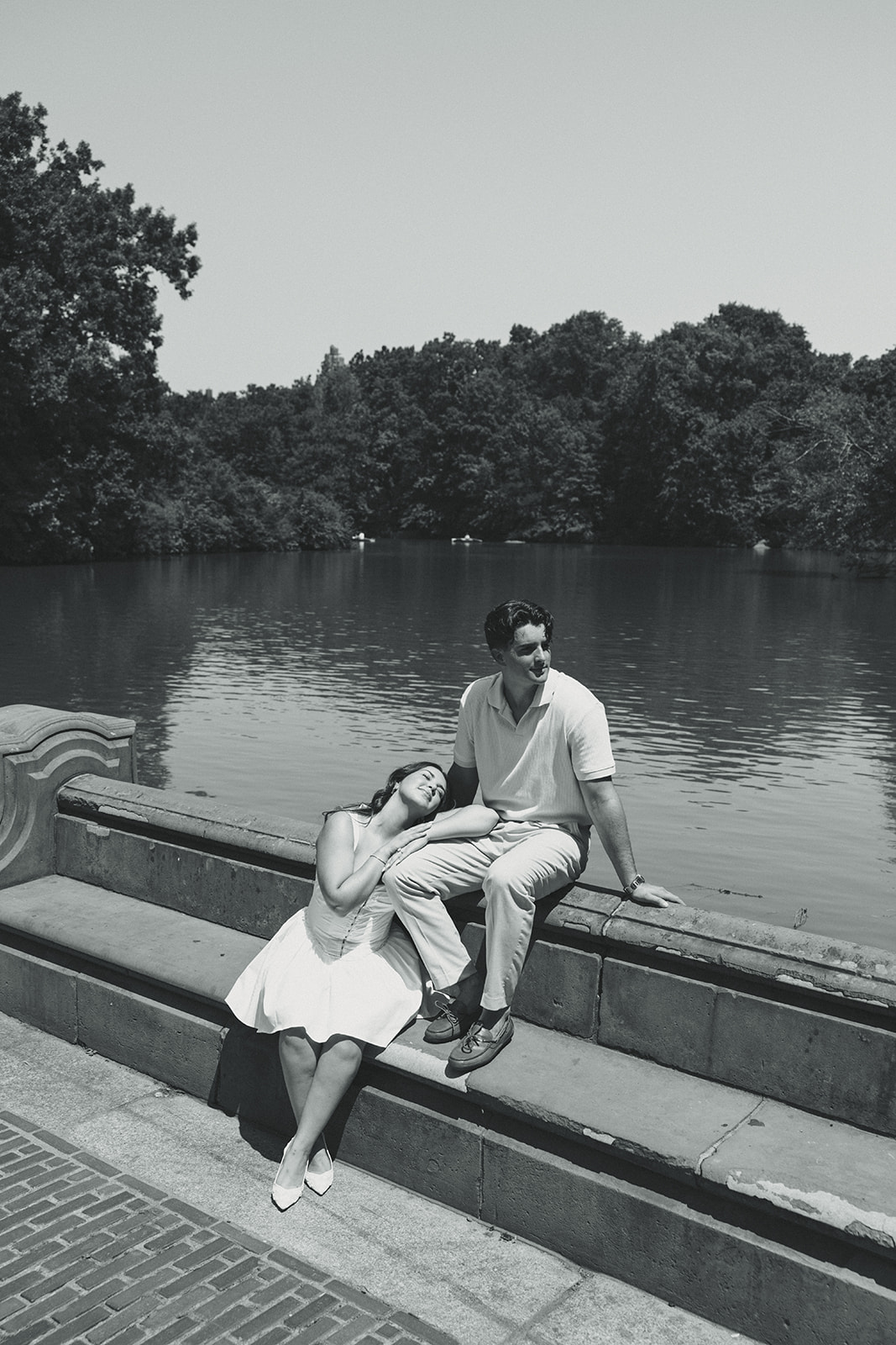 Editorial Engagement Photos in Central Park by Central Parks Boathouse in New York