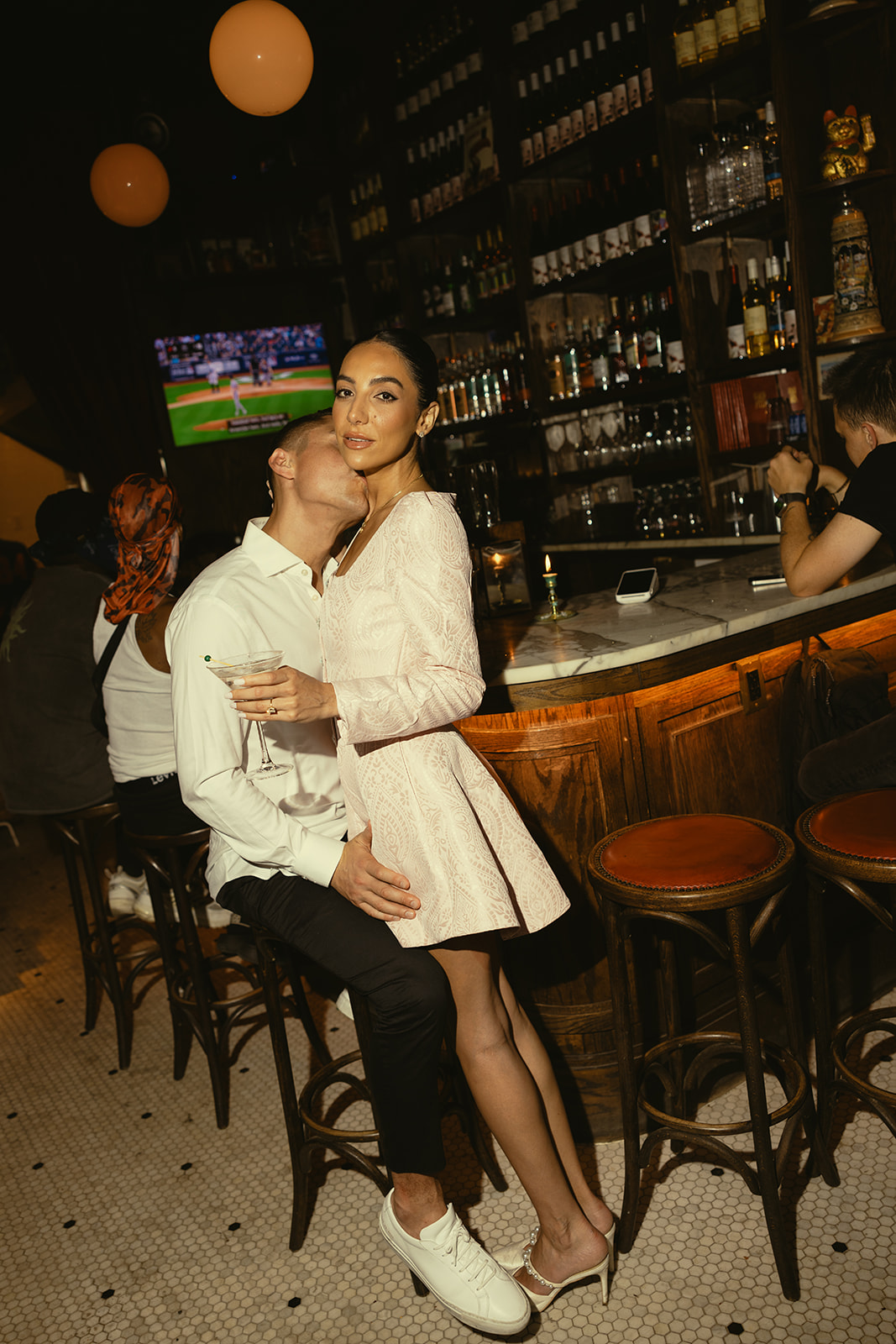 Pre Wedding Editorial Engagement Photos in New York Bar