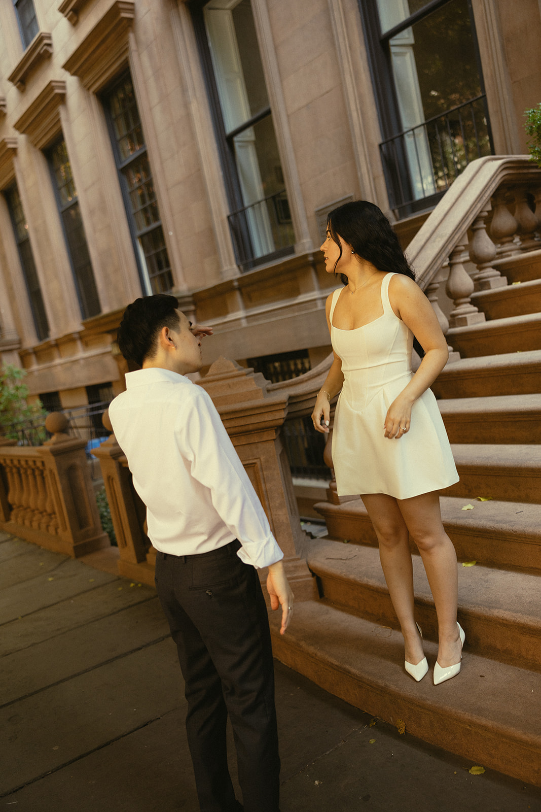 Brooklyn Heights Historic District Engagement Session Couples Editorial Engagement Photos in New York