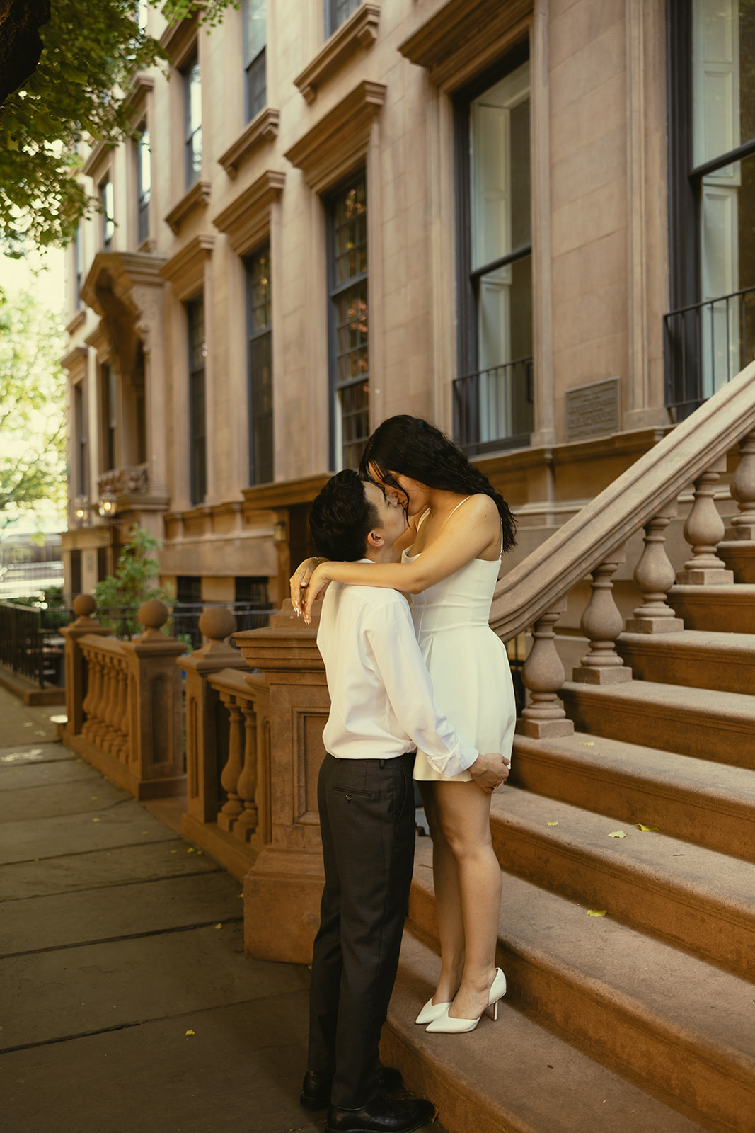 Brooklyn Heights Historic District Engagement Session Couples Editorial Engagement Photos in New York