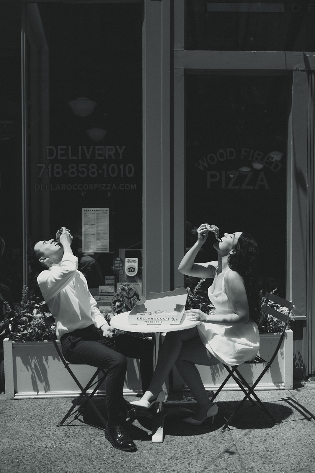 Pizza Stop Engagement Photos in New York City, Brooklyn Heights Couples Photos