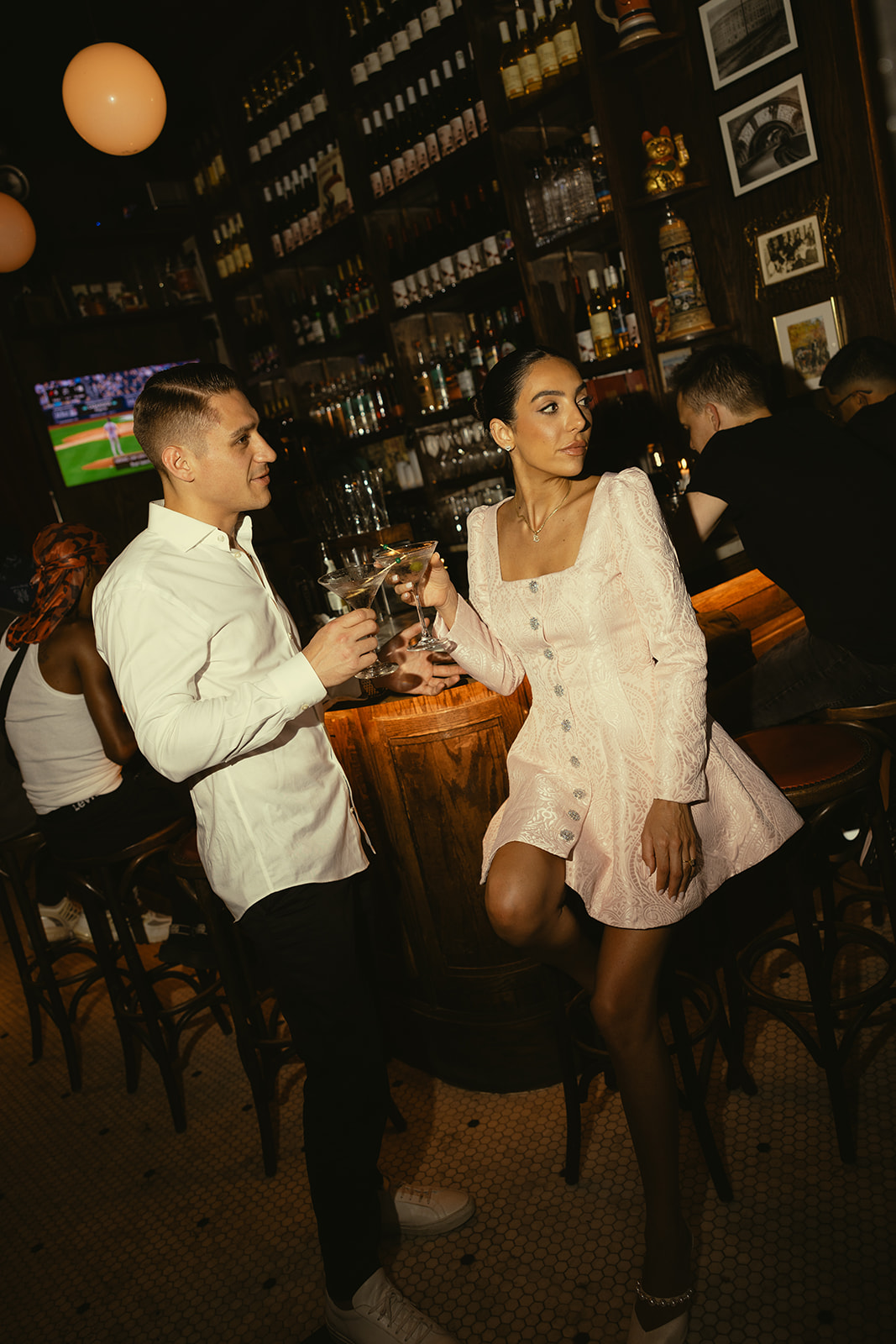 Pre Wedding Editorial Engagement Photos in New York Bar