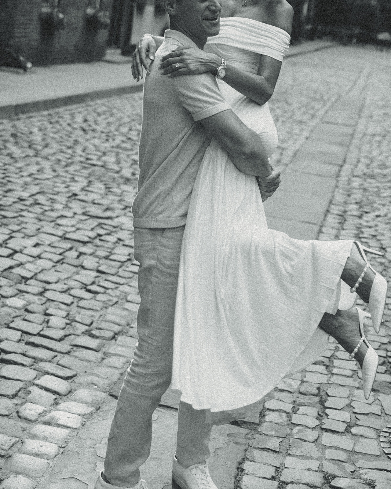 Black and White Documentary Engagement Photos in New York City